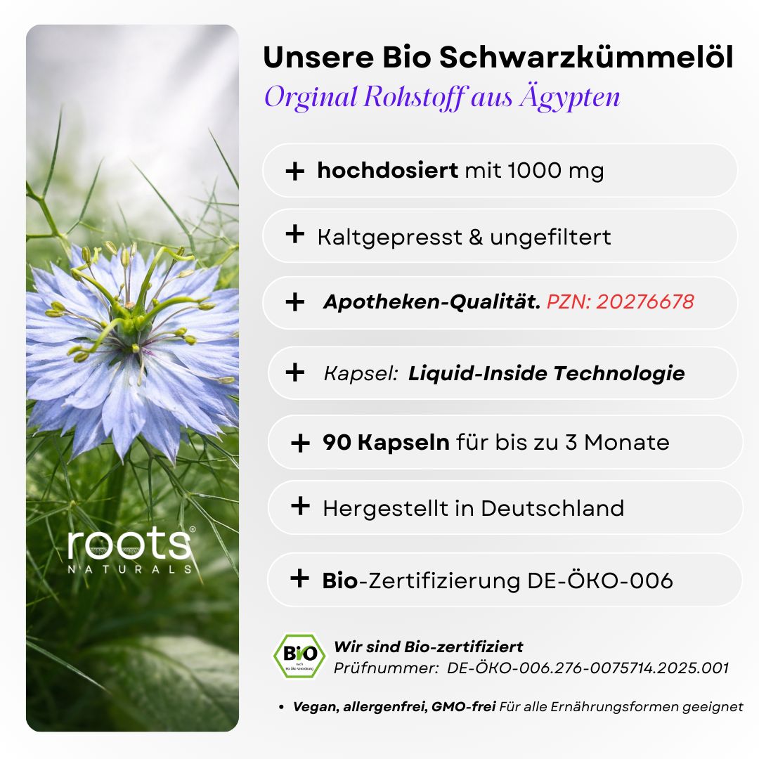 roots Naturals® Schwarzkümmelöl Kapseln
