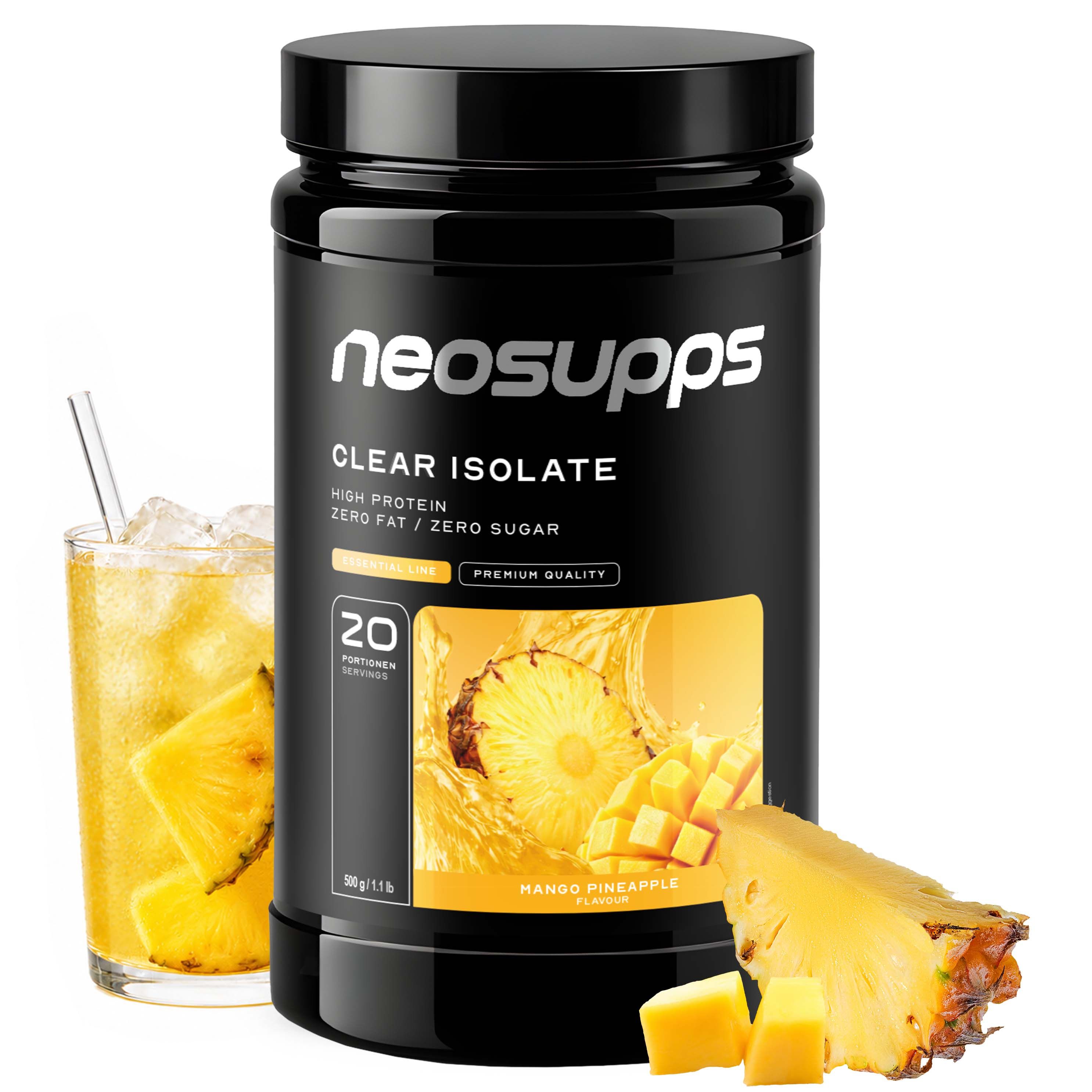 Neosupps Clear Whey Isolat Mango-Pinapple, 500g, Protein Pulver, Abnehmen und Muskelaufbau