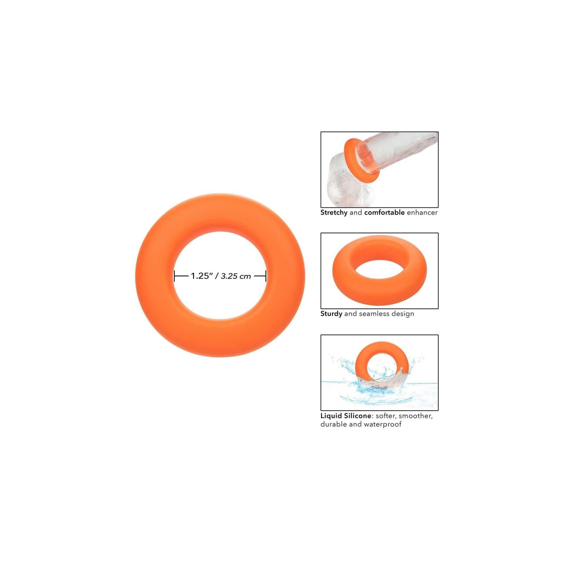 Oranger Ring. Mit Größenangabe. Aus Silikon. Für Intimgebrauch.