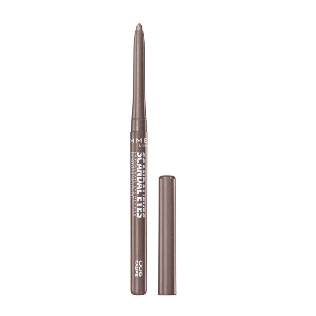 Automatischer Eyeliner Taupe, mit Kappe. Aufschrift: Rimmel London Scandaleyes. Farbe: 006 Taupe.