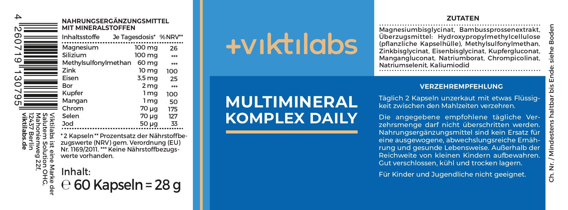 Viktilabs Multimineral Komplex Daily: Deine tägliche Quelle für Mineralstoffe