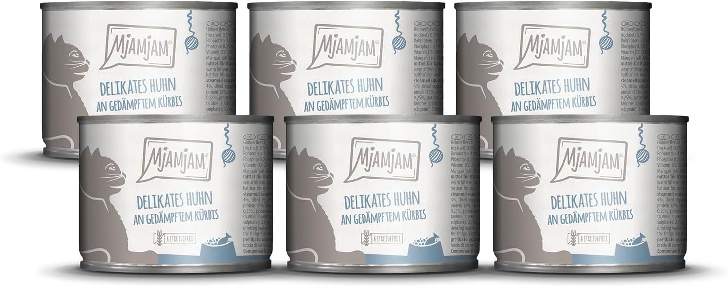MjAMjAM - delikates Huhn an gedämpftem Kürbis 6x200 g Futter