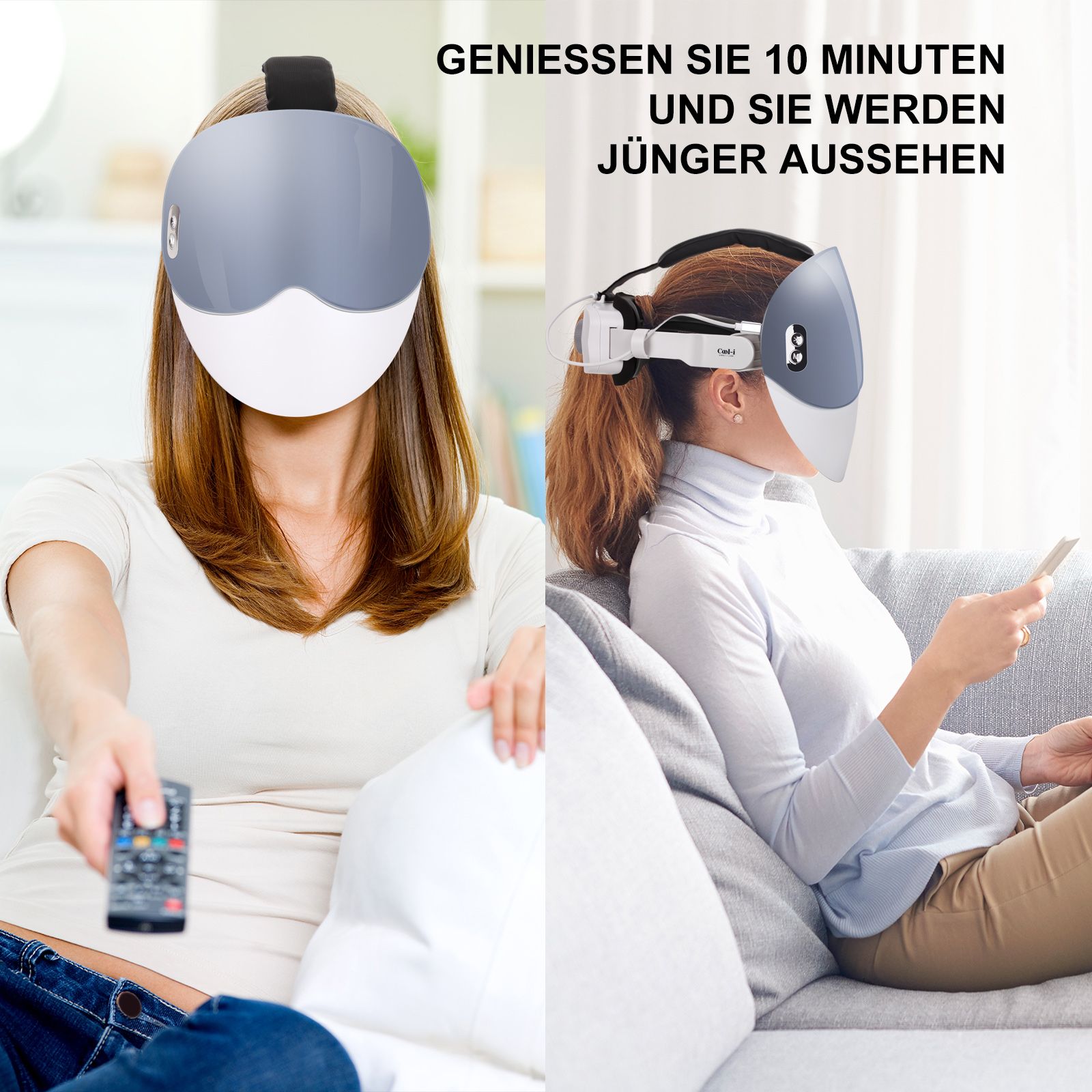 COOL-i LED Maske,kabellos, 8 Farben & Infrarot, mit Timer & Sprachfunktion für Hautpflege