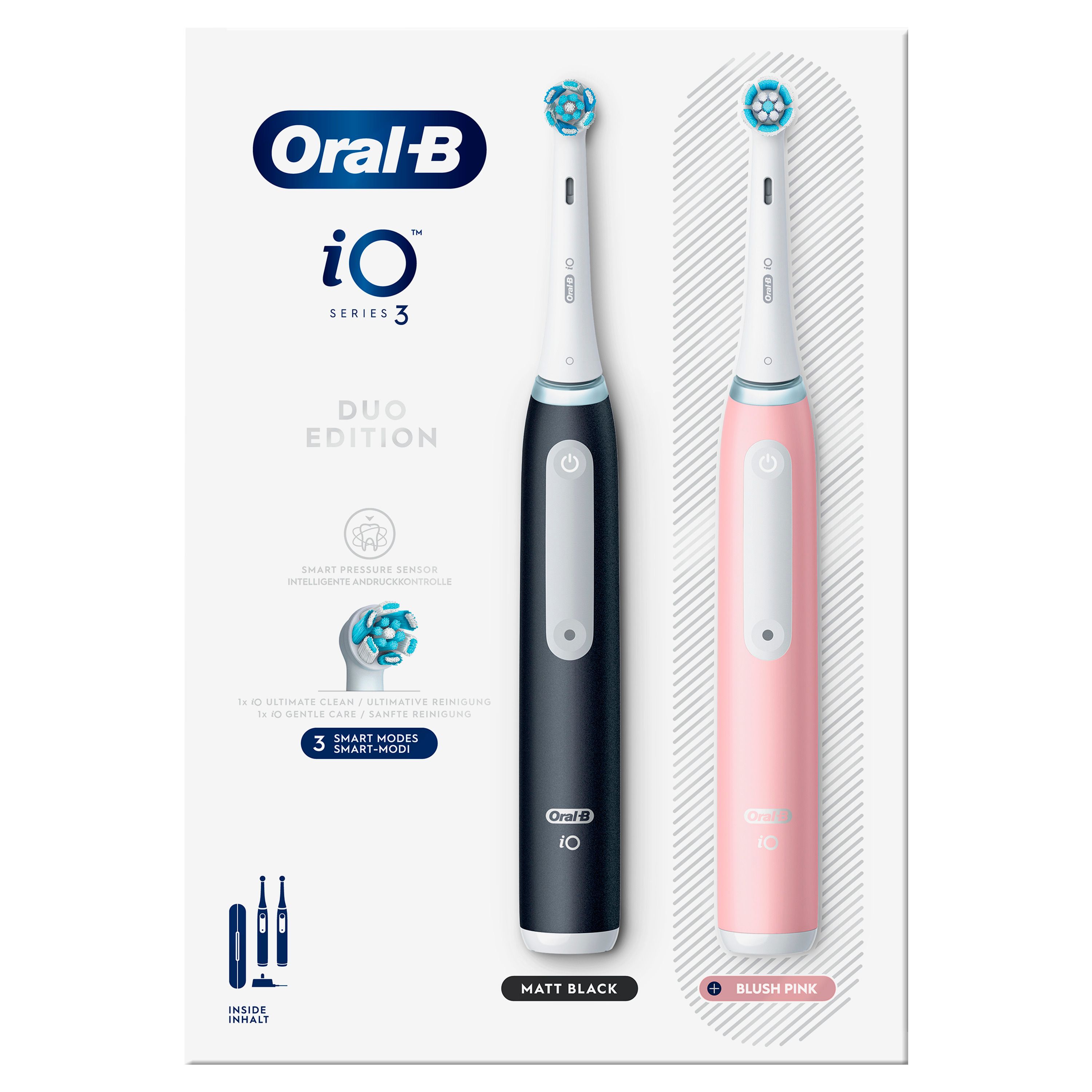 Oral-B - Elektrische Zahnbürste 'iO3 + 2. Handstück' in Schwarz/Pink 1 St