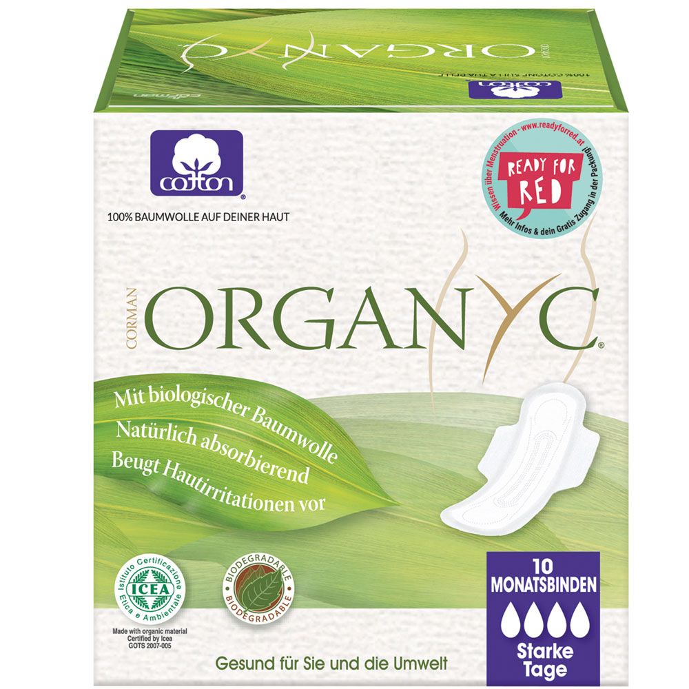 Organyc Damenbinden Nacht 10 Stück 1 St