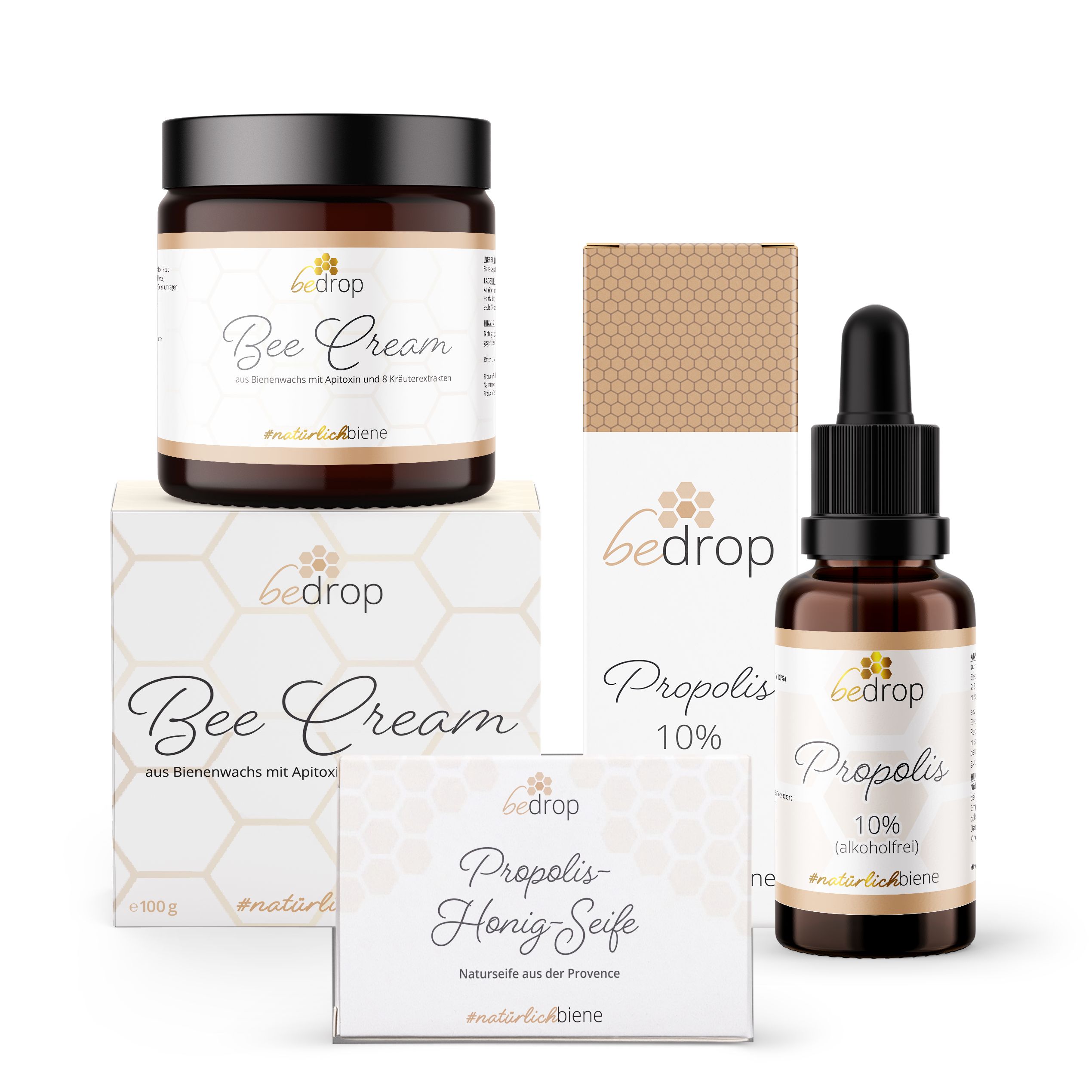 bedrop: Bestseller Set | Bee Cream, Propolis Tinktur alkoholfrei & Propolis-Honig-Seife