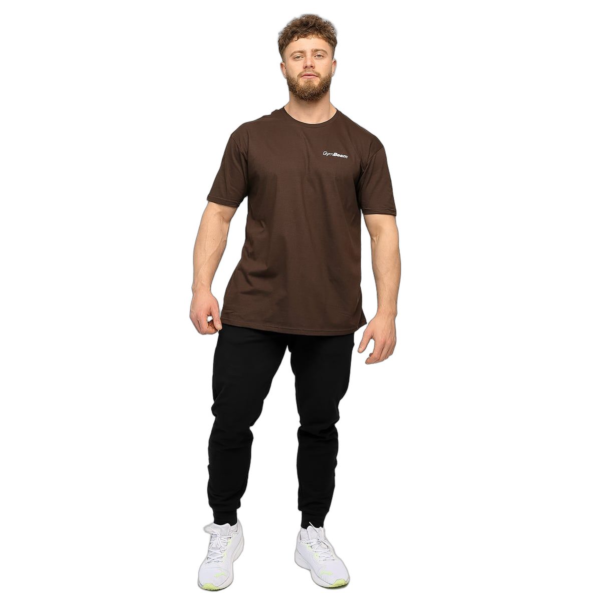 GymBeam T-Shirt Herren regular Kurzarm Schokoladenbraun Basic