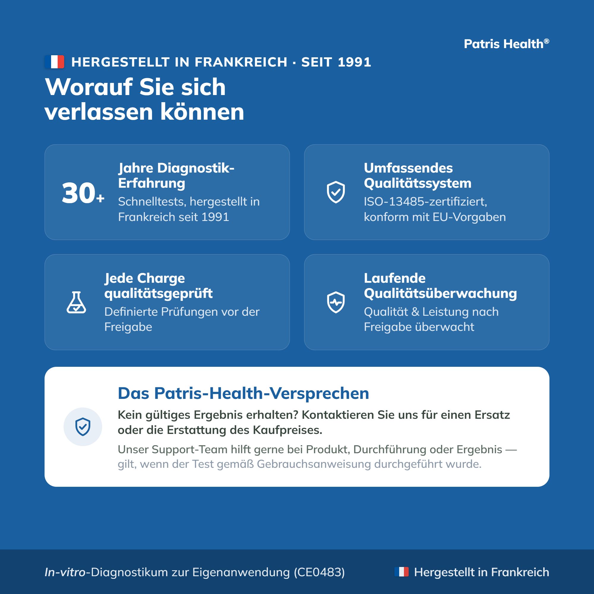 Hergestellt in Frankreich seit 1991. Über 30 Jahre Erfahrung. ISO-zertifiziertes Qualitätssystem.