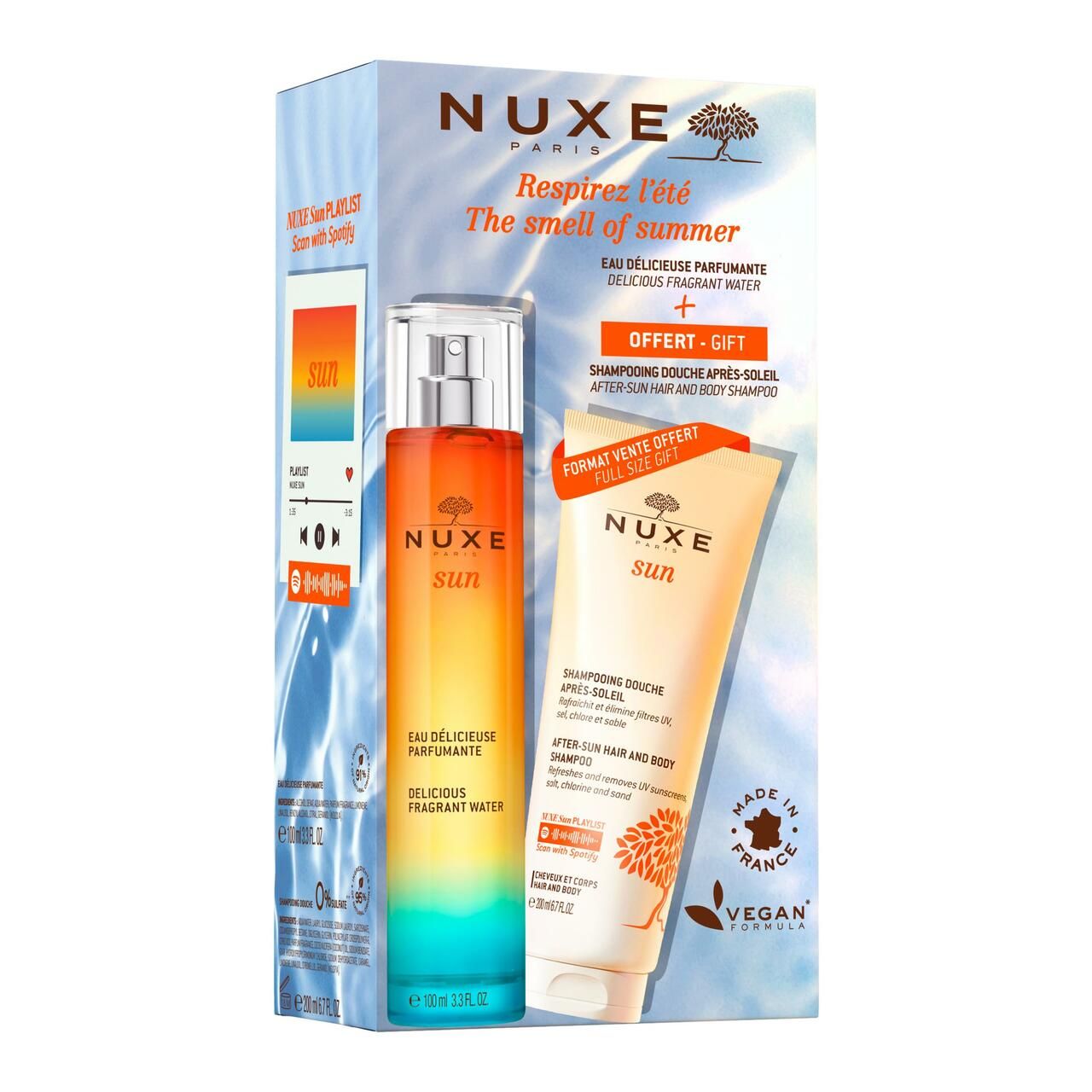 Flakon Eau Délicieuse Parfumante mit Farbverlauf. Mit Sprühkopf und Produktnamen. 100 ml.
