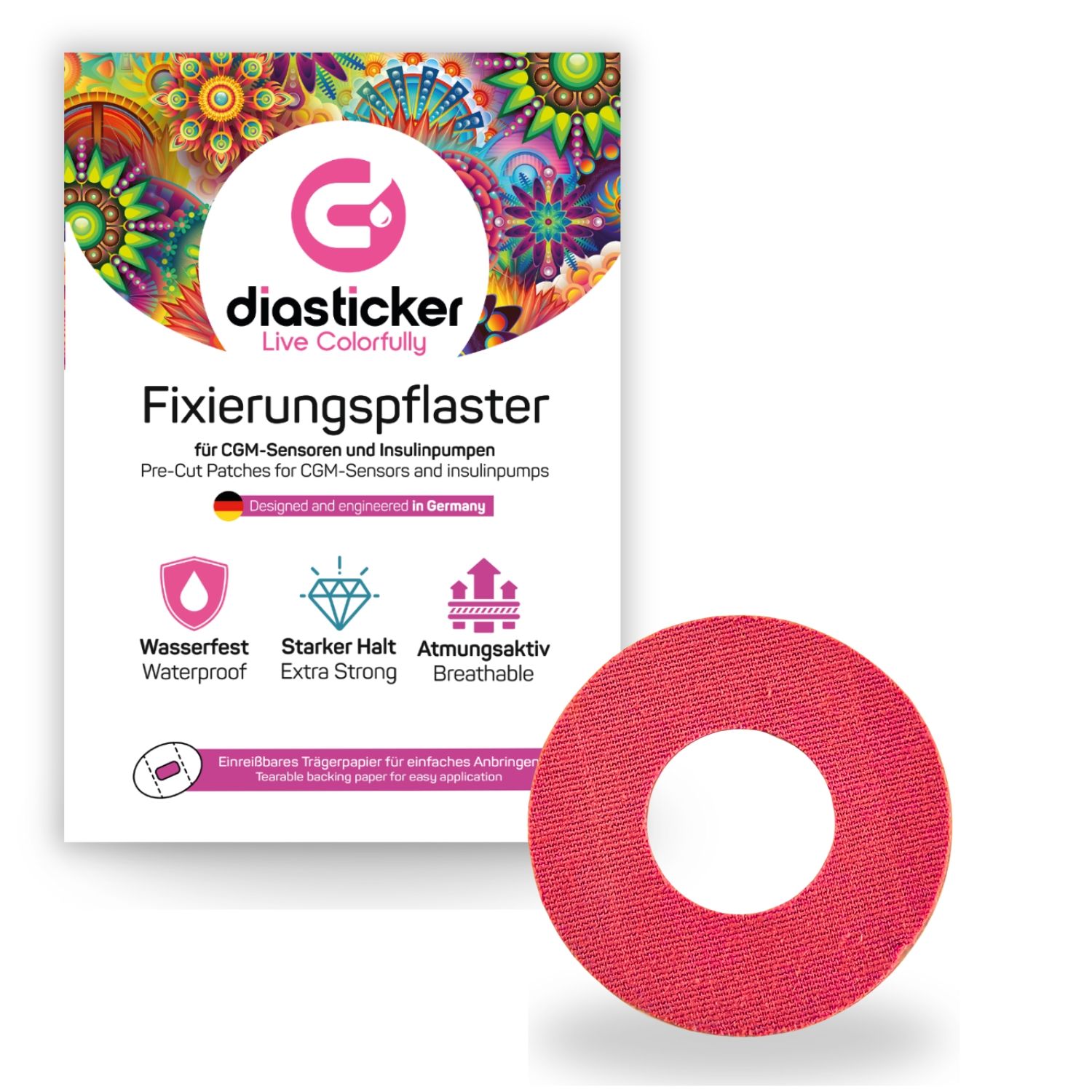 Diasticker® Katheterpflaster M (Innen-Ø 2,7 cm) 'Rot' 10 St