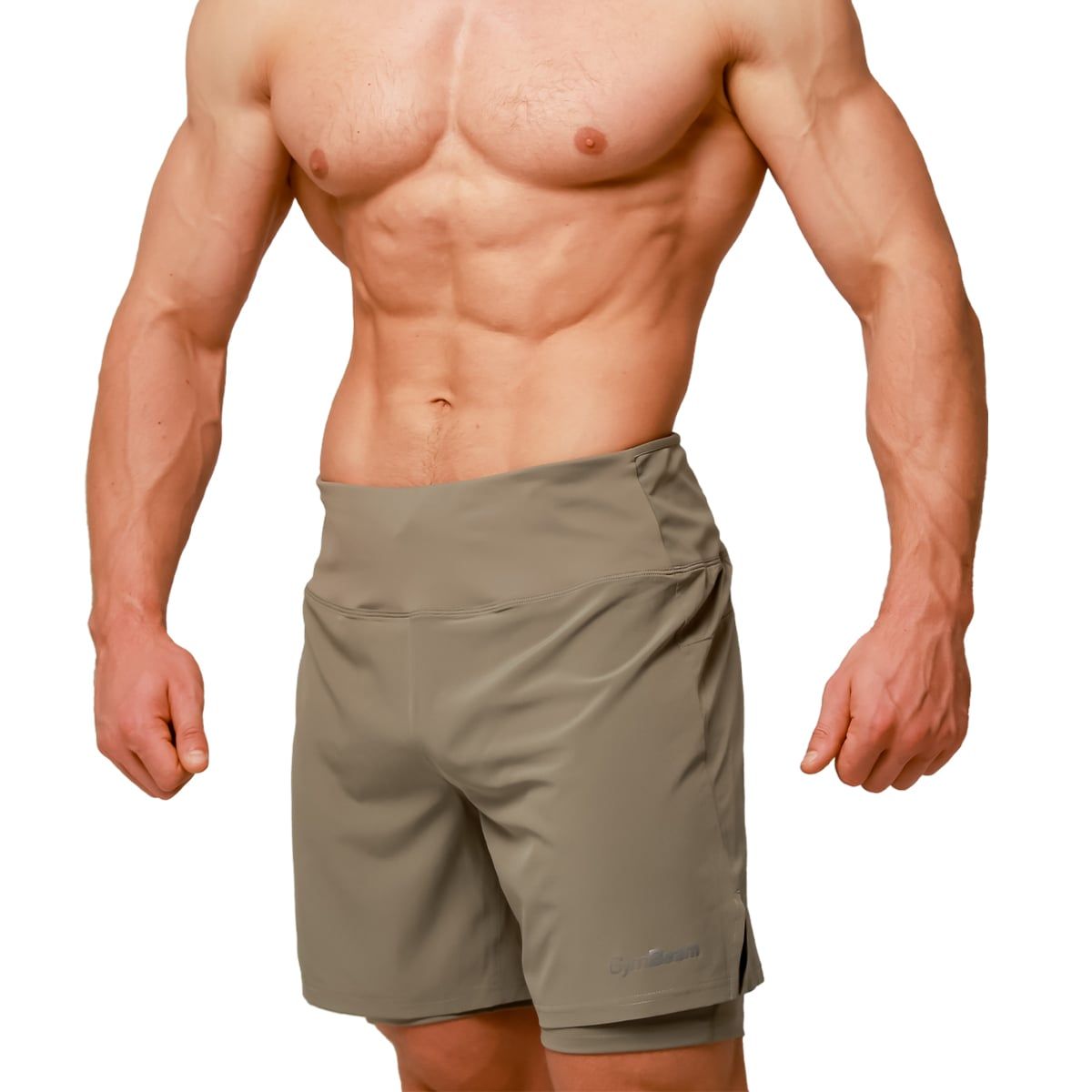 GymBeam Shorts Herren 2in1 Slim mit Gummizug Pulse Vetiver