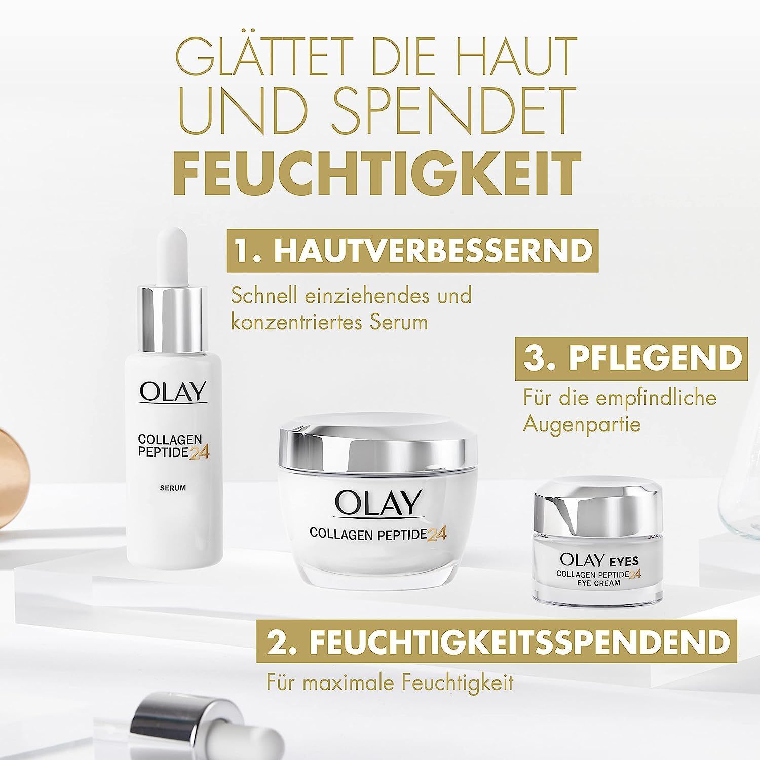 Olay Tages- und Nachtset, Collagen Peptide 24 Tagescreme und Retinol 24 Anti Aging Nachtcreme