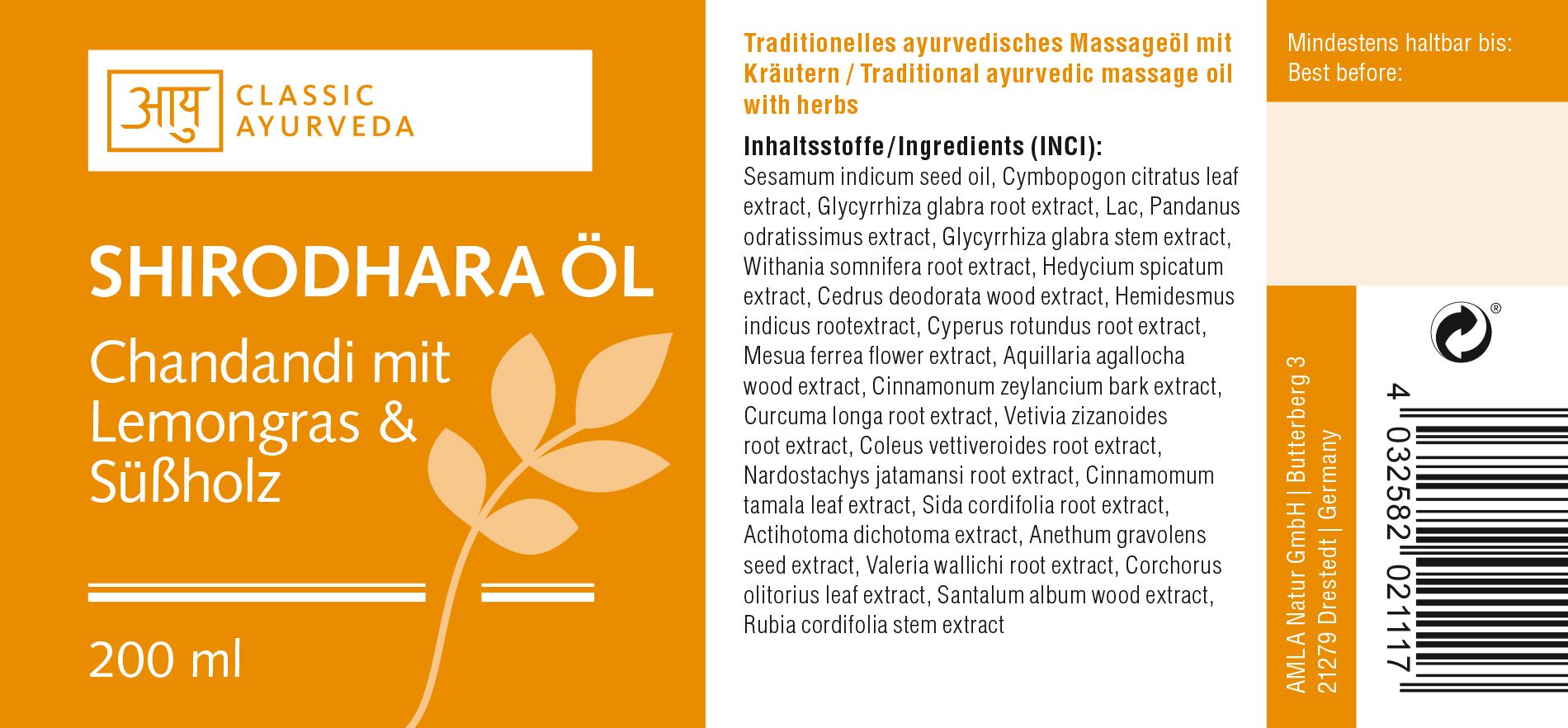 Classic Ayurveda - Shirodhara Öl