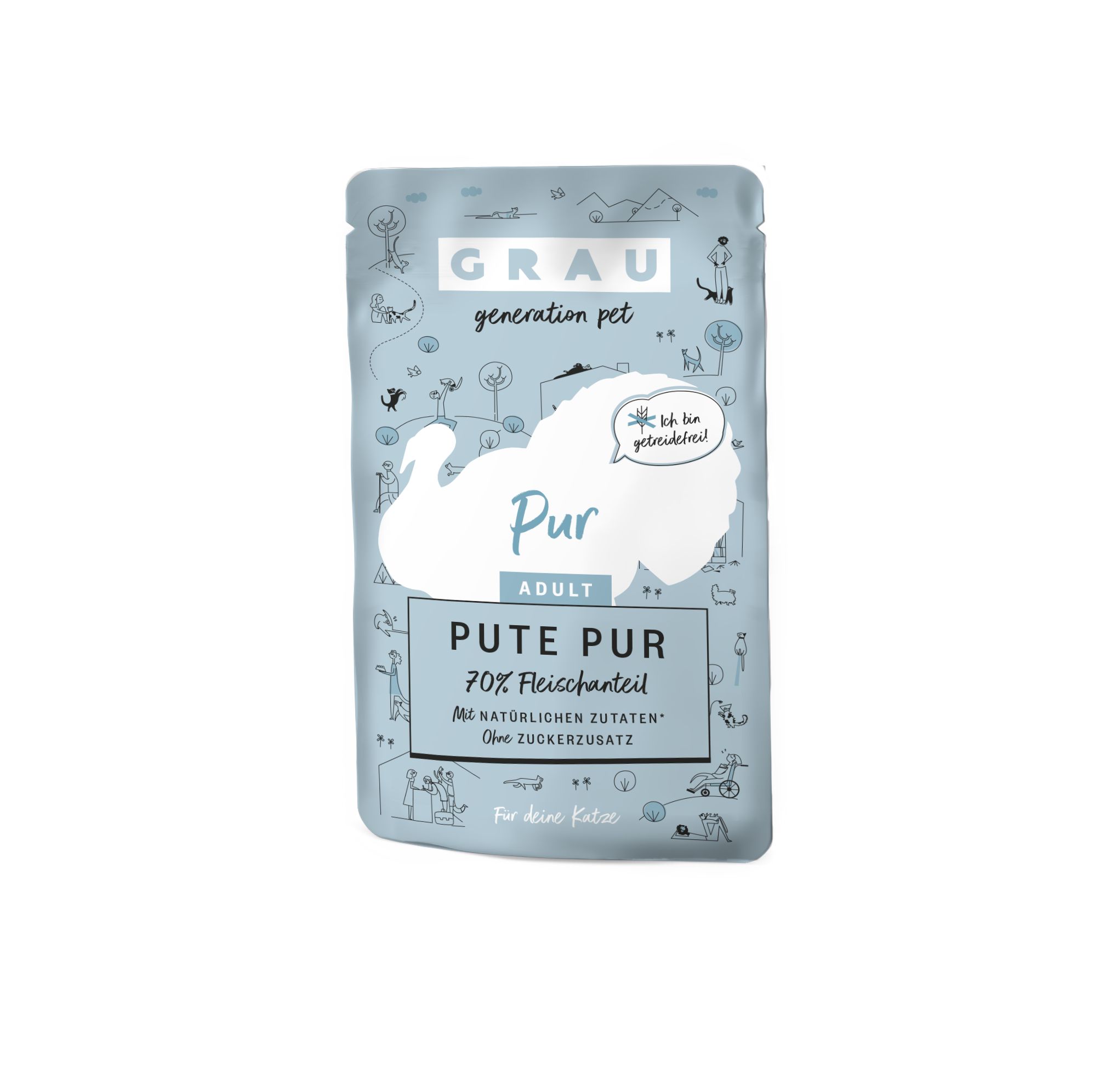 Grau Katze Pute pur 16x125 g Futter
