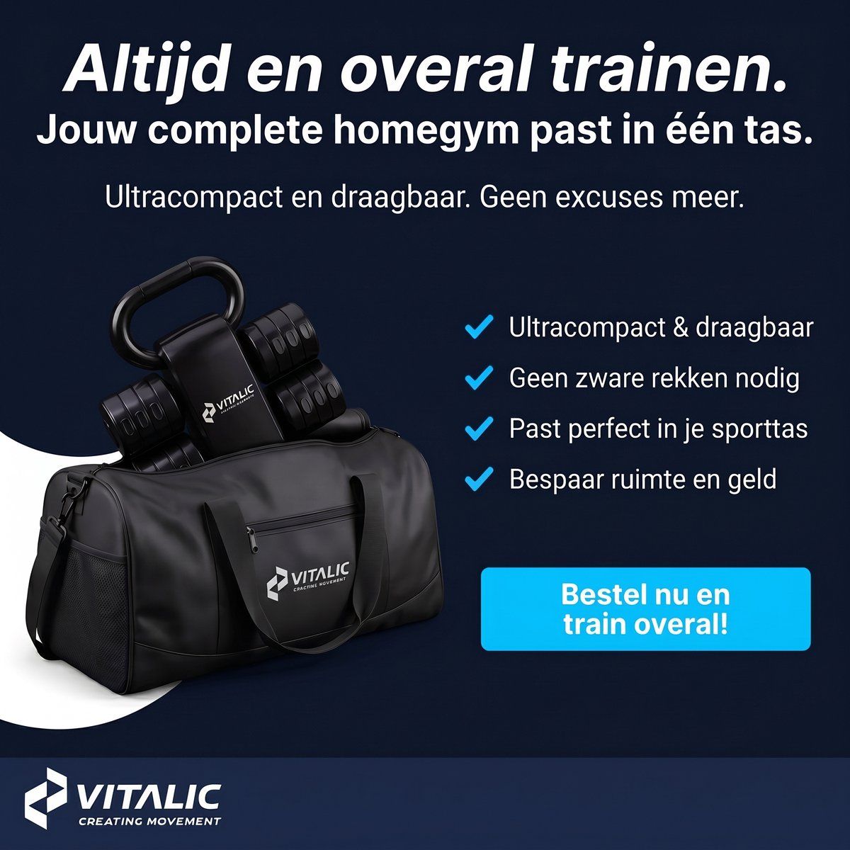 Vitalic 2-in-1 Hantel- & Kettlebell-Set | Gewichte von 1 bis 5,5 kg pro Stück