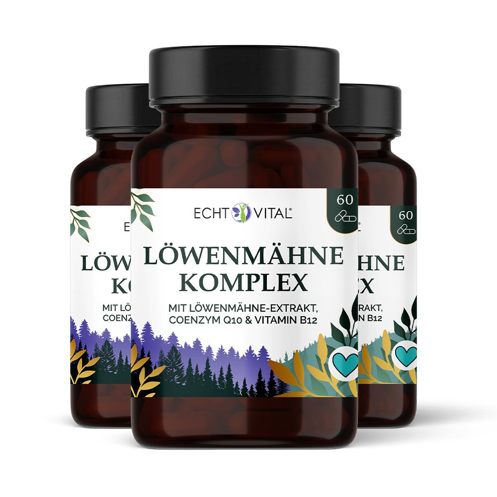 Echt Vital Löwenmähne Komplex mit Extrakt, Q10 und B12 3x60 St Kapseln