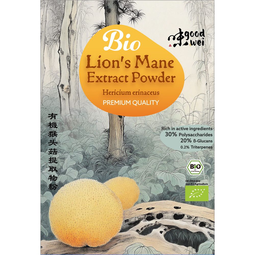 Goodwei Bio Löwenmähne Pilz Extrakt Pulver Hericium Erinaceus