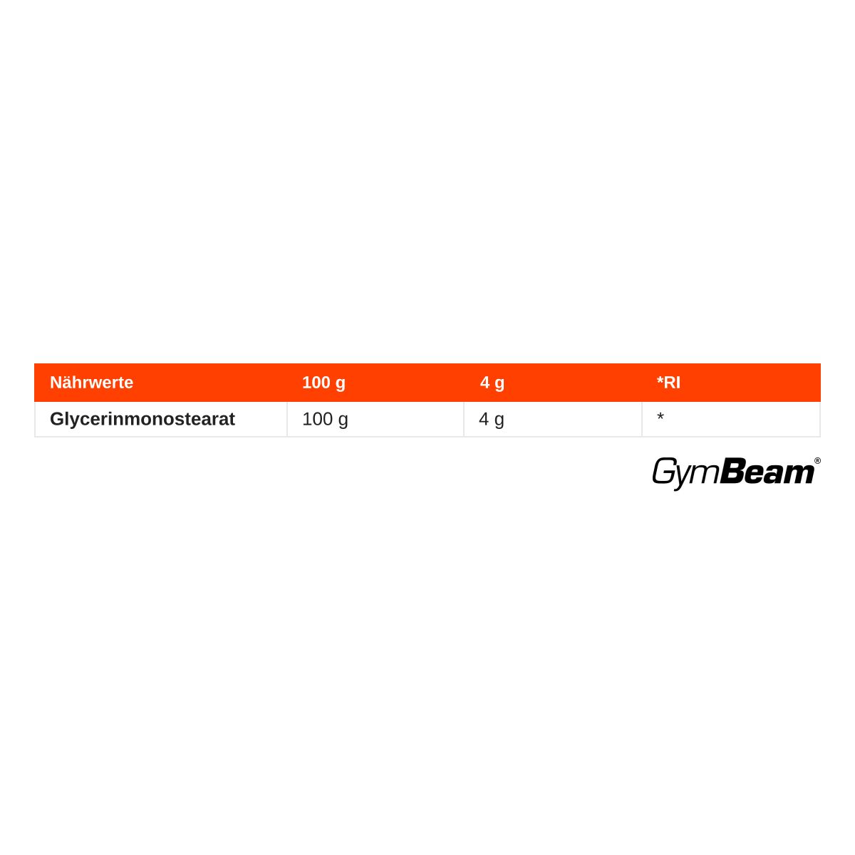 Nährwertangaben für Glycerinmonostearat von GymBeam.