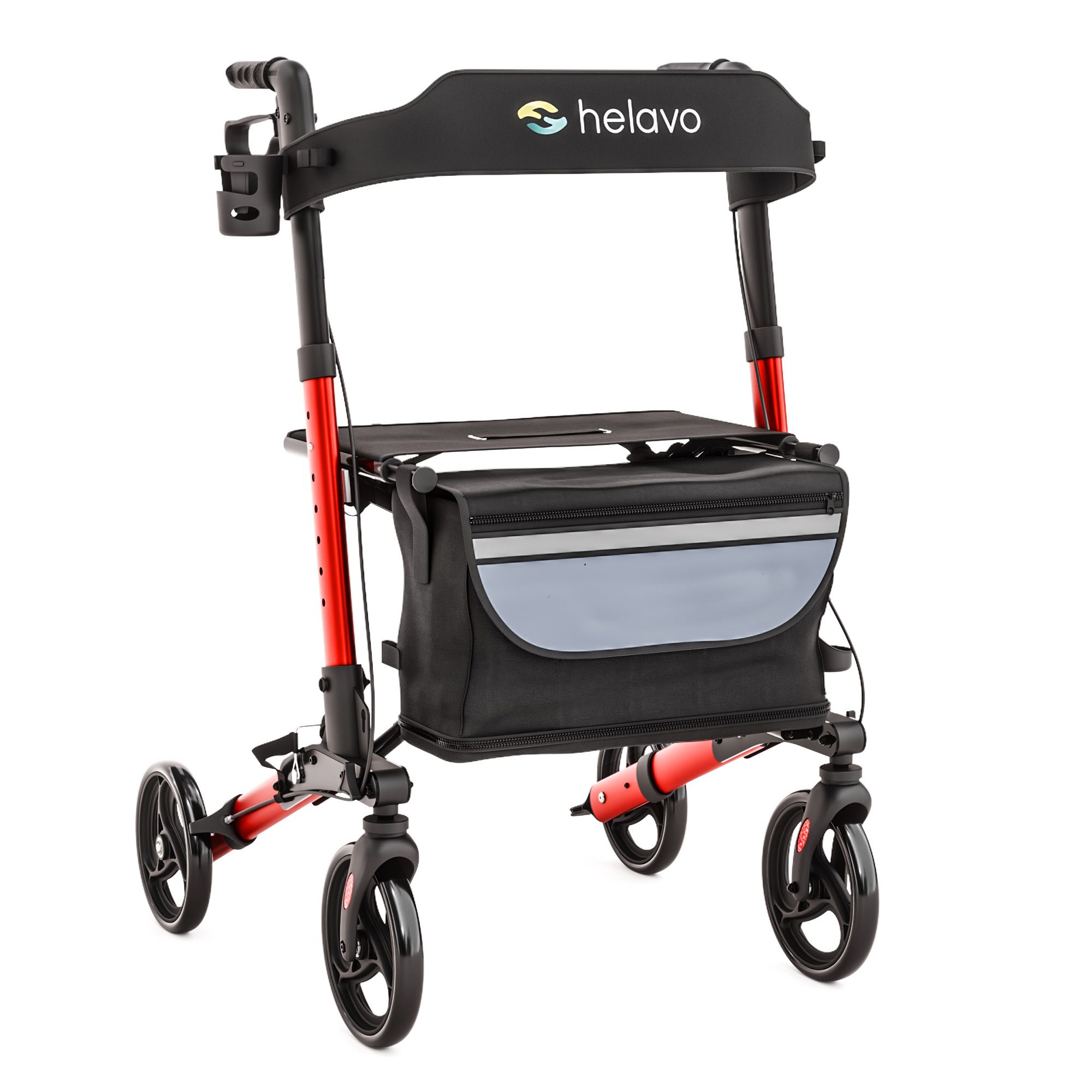 Helavo Aluminium Rollator faltbar mit Sitzfläche und Reisetasche leicht 8,3kg