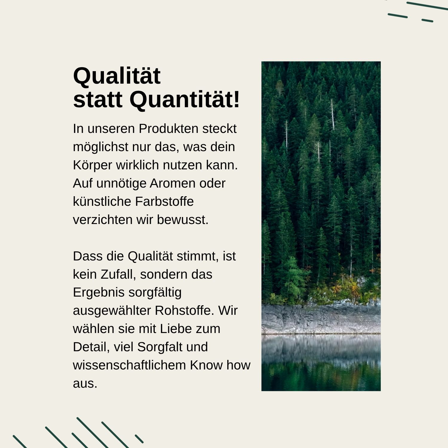 Fokus auf Qualität statt Quantität bei Vita Elements Produkten, Verzicht auf künstliche Aromen und Farbstoffe.