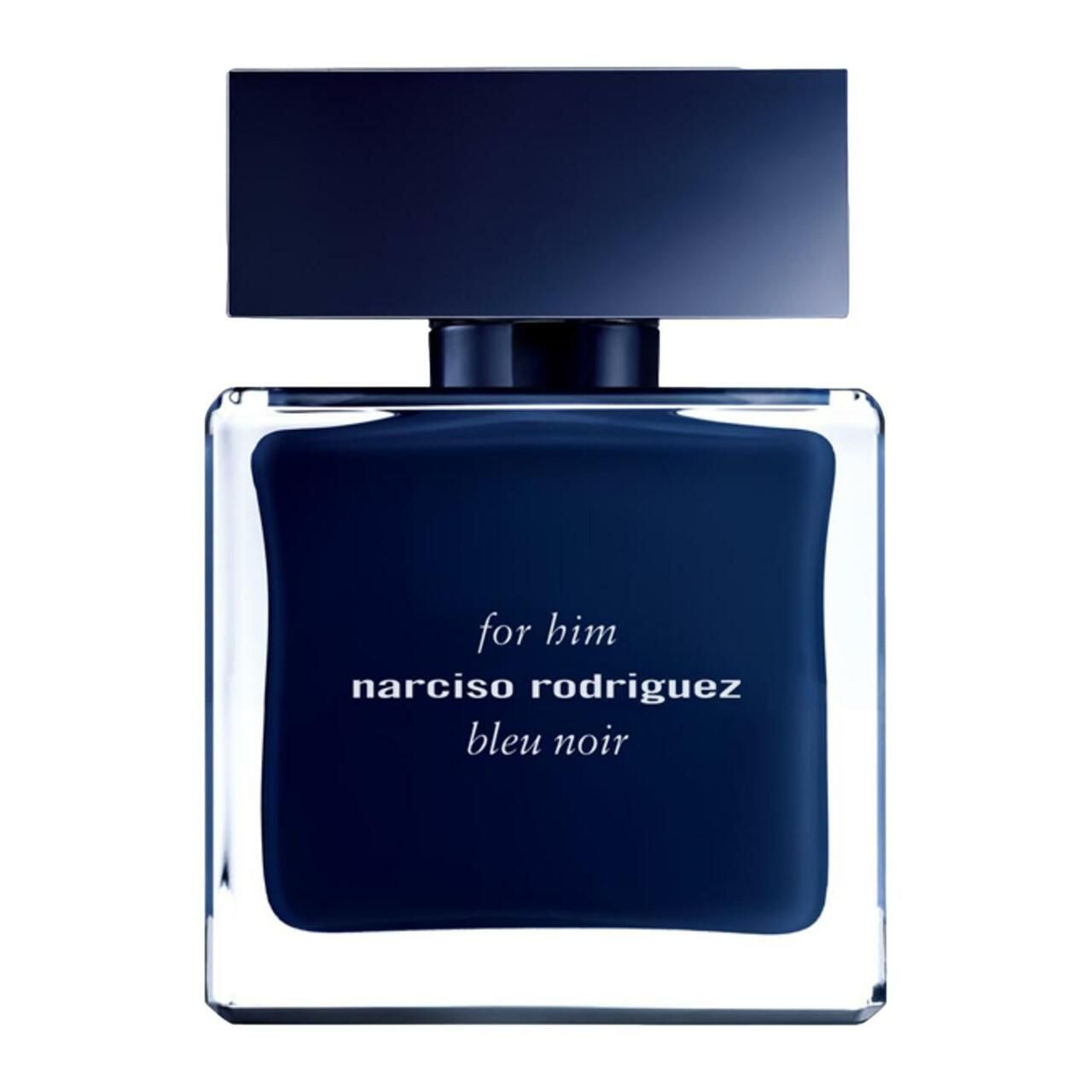 Flacone blu. Scritta: For Him, Narciso Rodriguez, Bleu Noir.