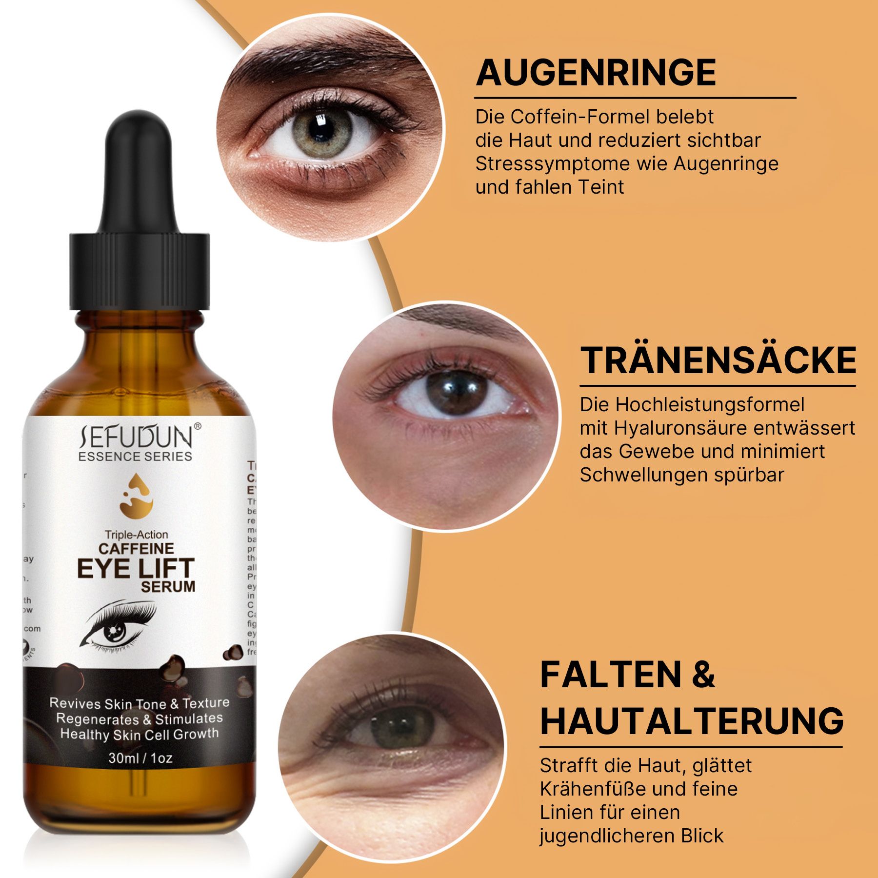 ALIVER Augenserum mit Koffein Kollagen Hyaluronic Acid