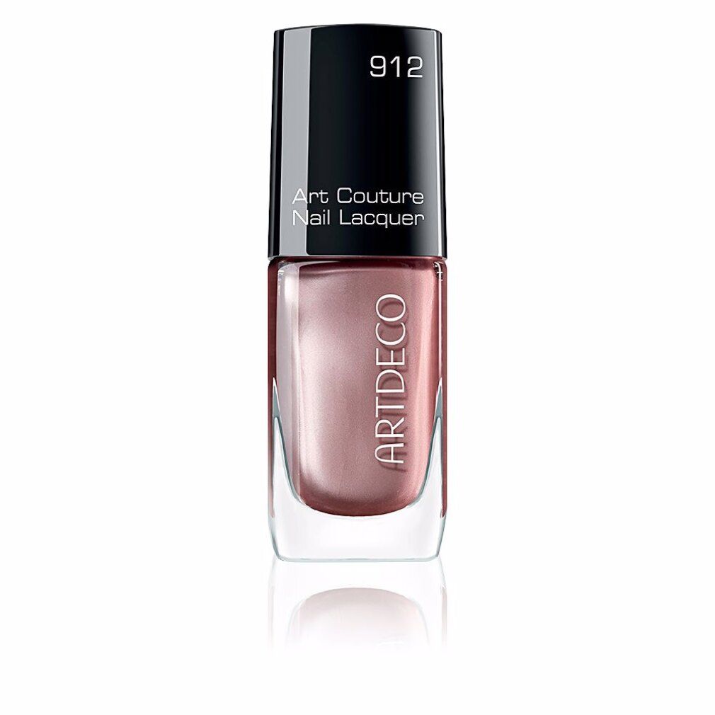 Artdeco Art Couture Nagellack, Farbton 912. Rosa-metallic. Schwarzer Deckel, quadratische Glasflasche.
