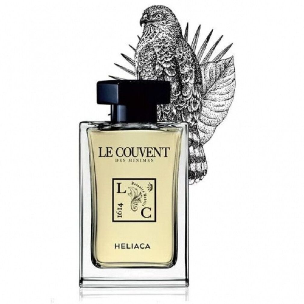 Singuliere Heliaca Eau de Parfum 50 ml Flakon mit Vogel- und Pflanzenmotiv im Hintergrund.