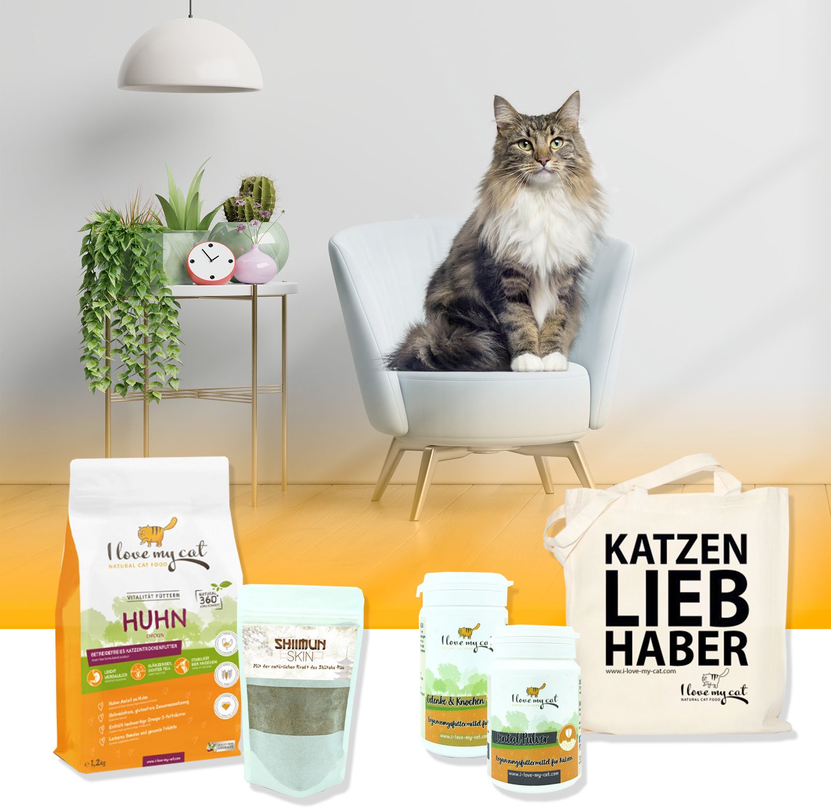 I love my cat Sparset für Norwegische Waldkatze Trockenfutter mit Huhn und NEM und Pflege
