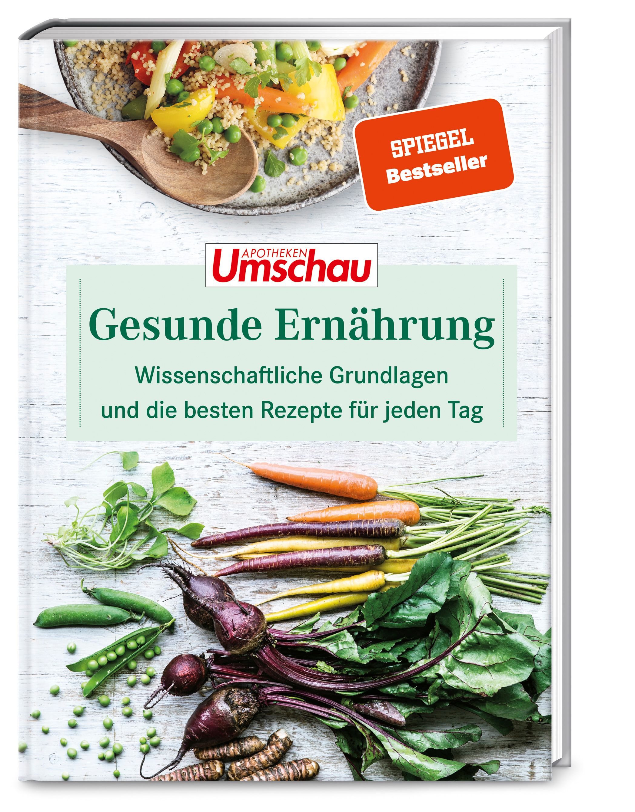 Buch "Gesunde Ernährung" mit Gemüseabbildung. Titel, Autor und "Spiegel Bestseller"-Siegel sichtbar.