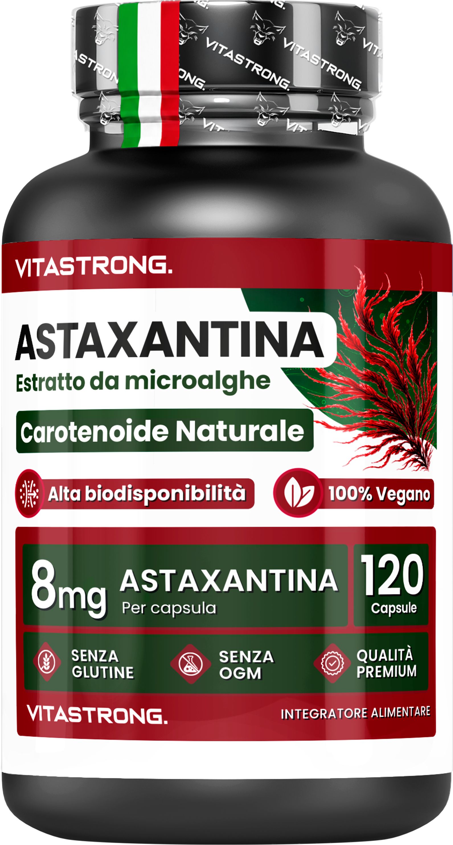 Vitastrong Astaxanthin 8 mg - Aus Haematococcus Pluvialis Mikroalge, vegan 120 St