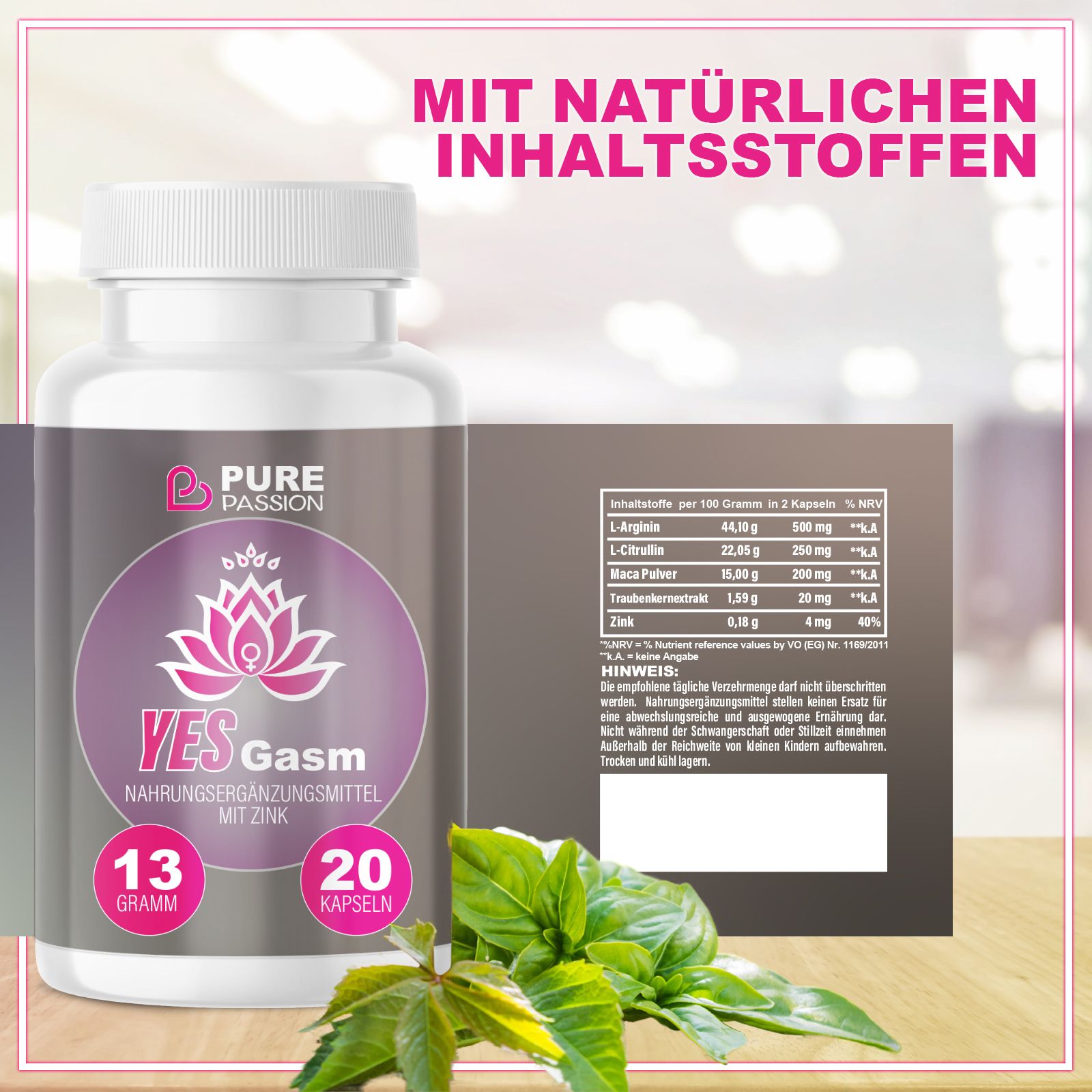 Pure Passion® | YesGasm Kapseln | Aphrodisiakum für Frauen