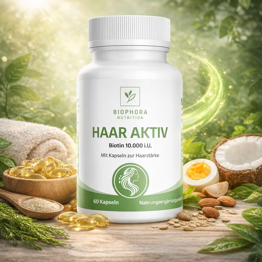 Haar Aktiv Biotin 10.000 µg | hochdosierte Biotinkapseln für Haare, Haarausfall und Haarbruch
