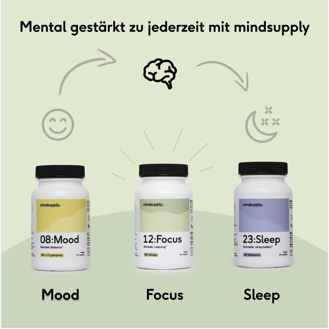 mindsupply® FOCUS - vegane Kapseln mit Gingko, Bacopa, B12 und Panax Ginseng