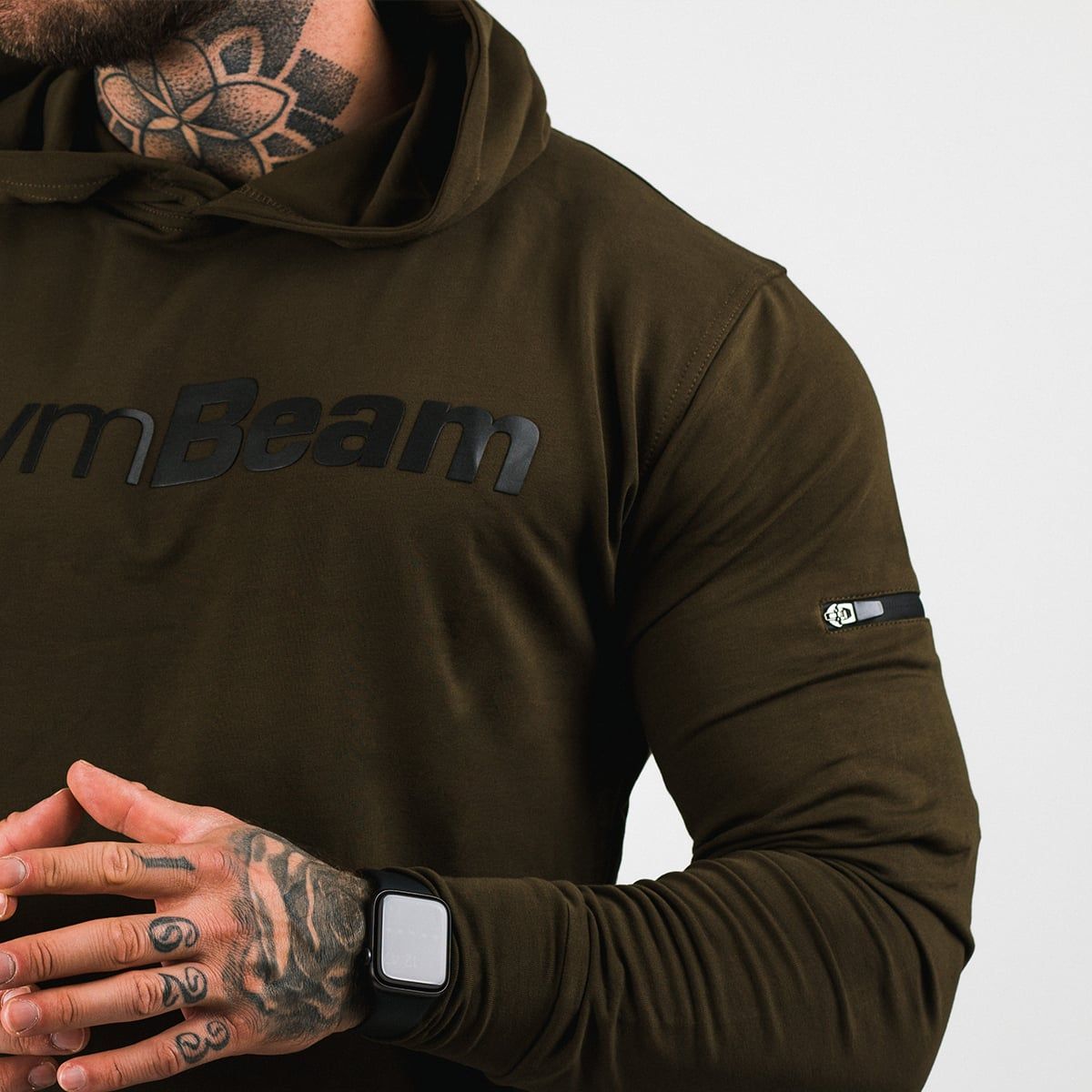 GymBeam Hoodie Herren Regular mit Kapuze Langarm Military Grün