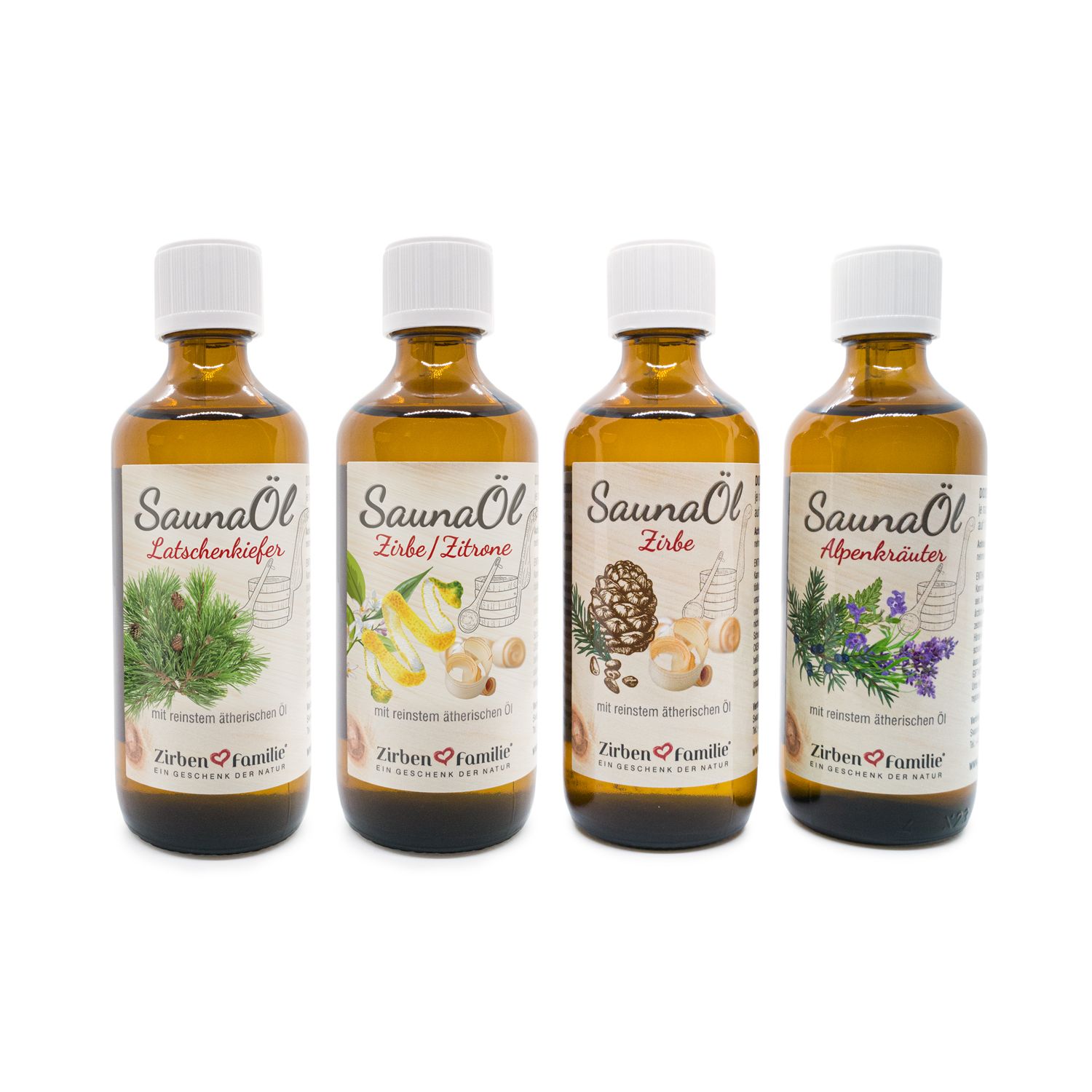 ZirbenFamilie® 4er KOMBI-SPAR Set SaunaÖle