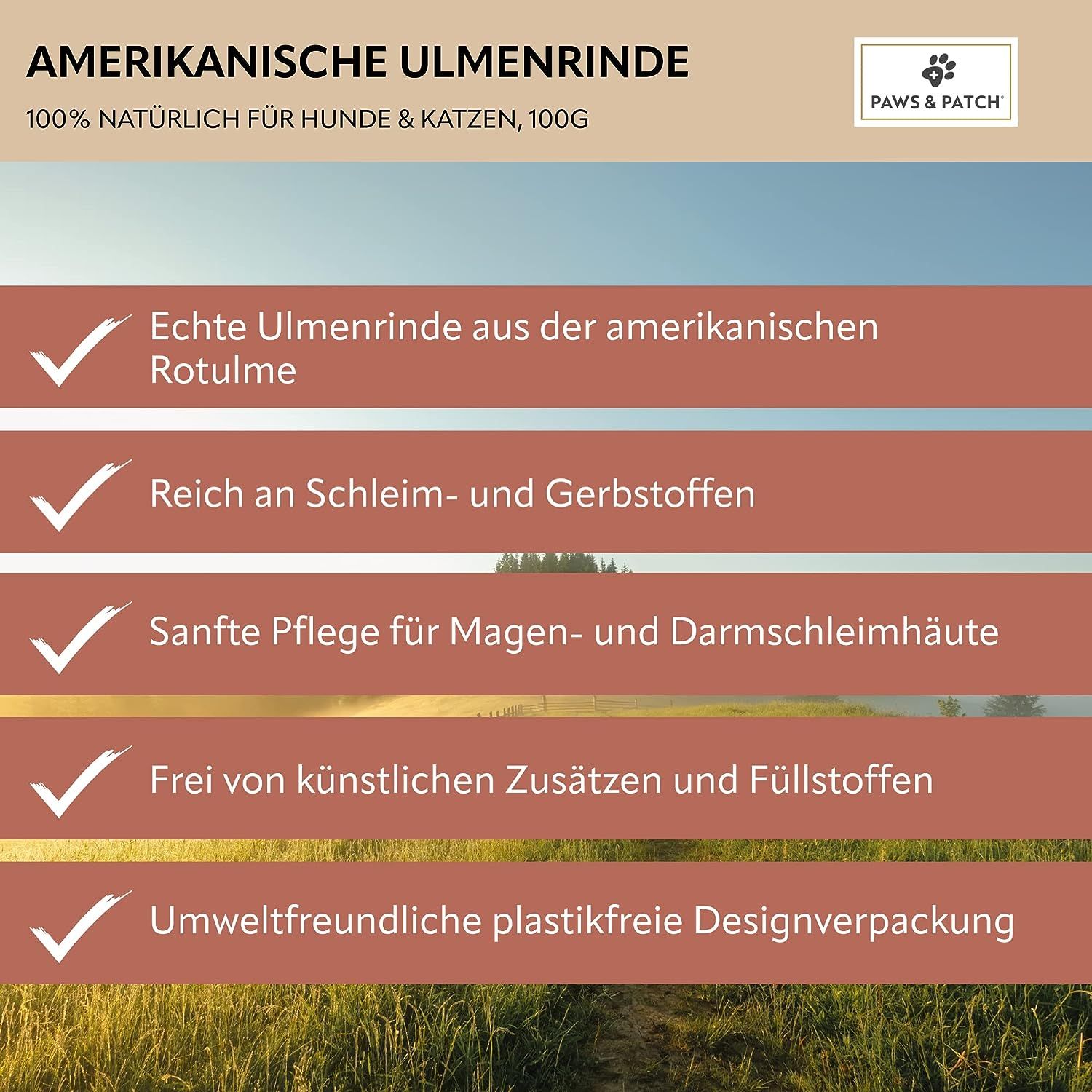 PAWS&PATCH ULMENRINDE Pulver für Hunde und Katzen