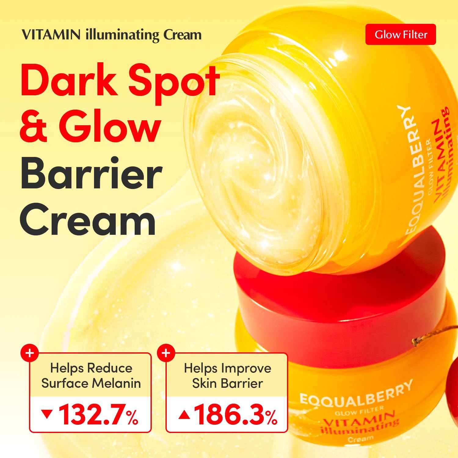 EQQUALBERRY Vitamin Illuminating Cream: Dunkle Flecken & Glow Barrier Cream.