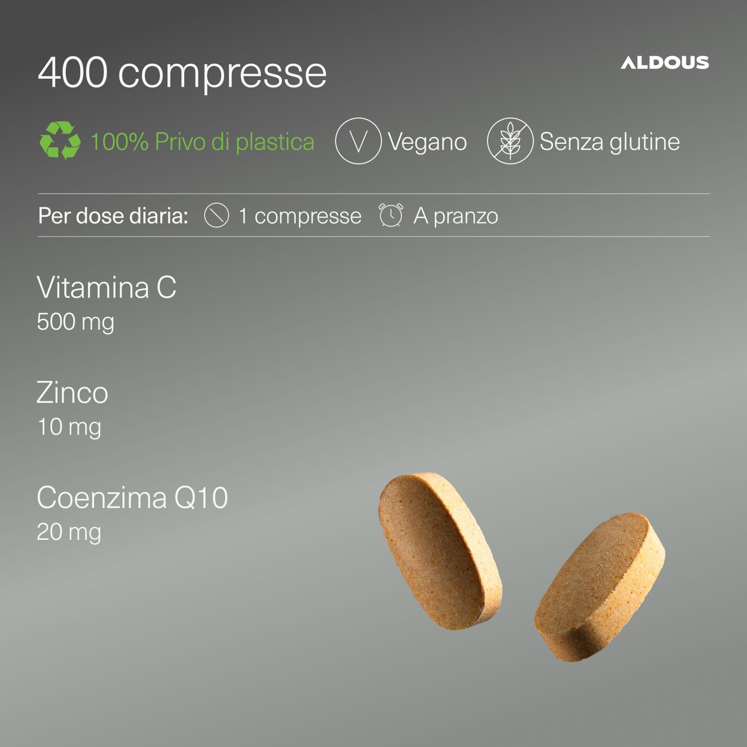 Aldous – Vitamin C mit Zink, Coenzym Q10 – Immunsystem, Müdigkeit