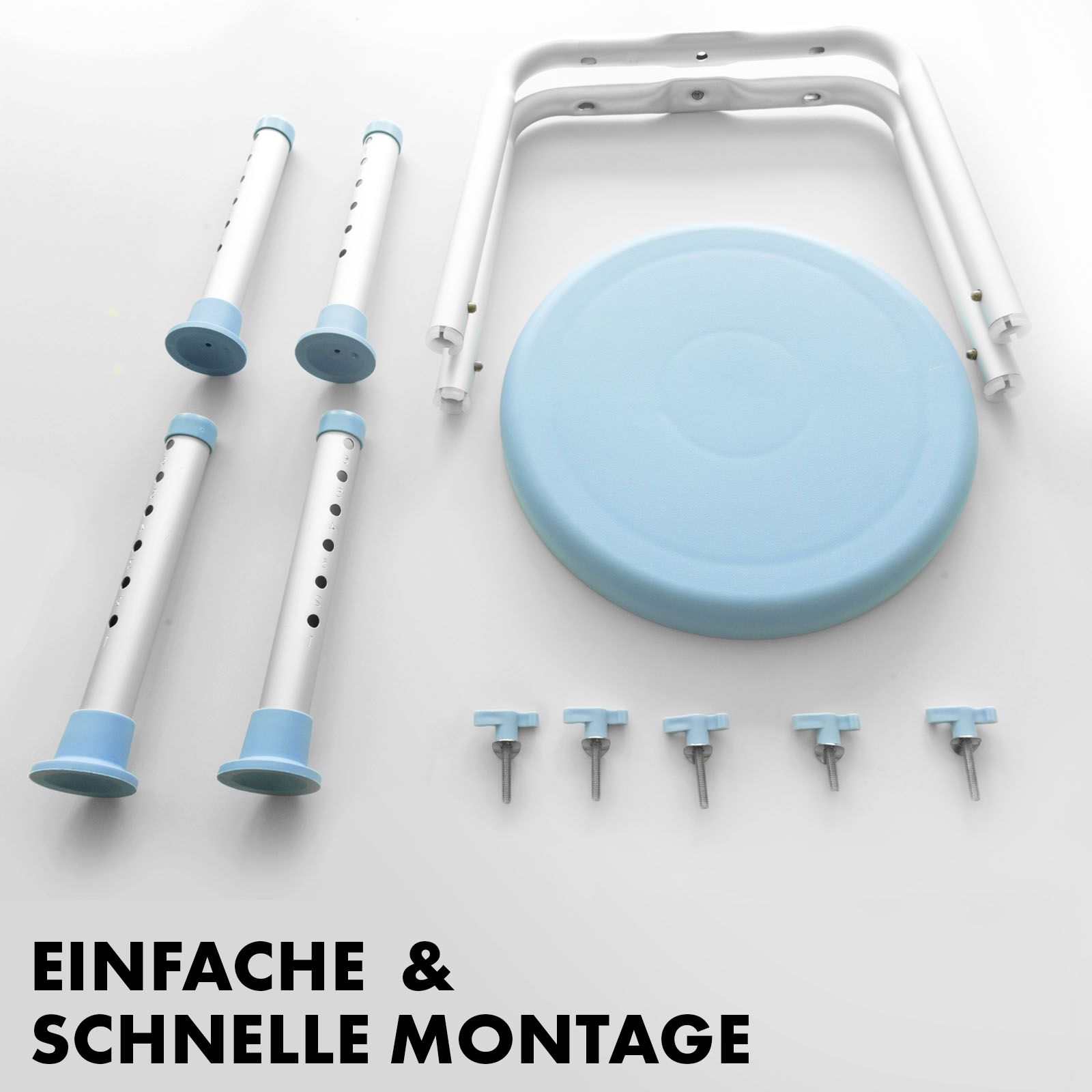 KARAT Duschhocker Pedro - Höhenverstellbar, rutschfest, rostfrei - Bis 136 kg - 360° drehbar