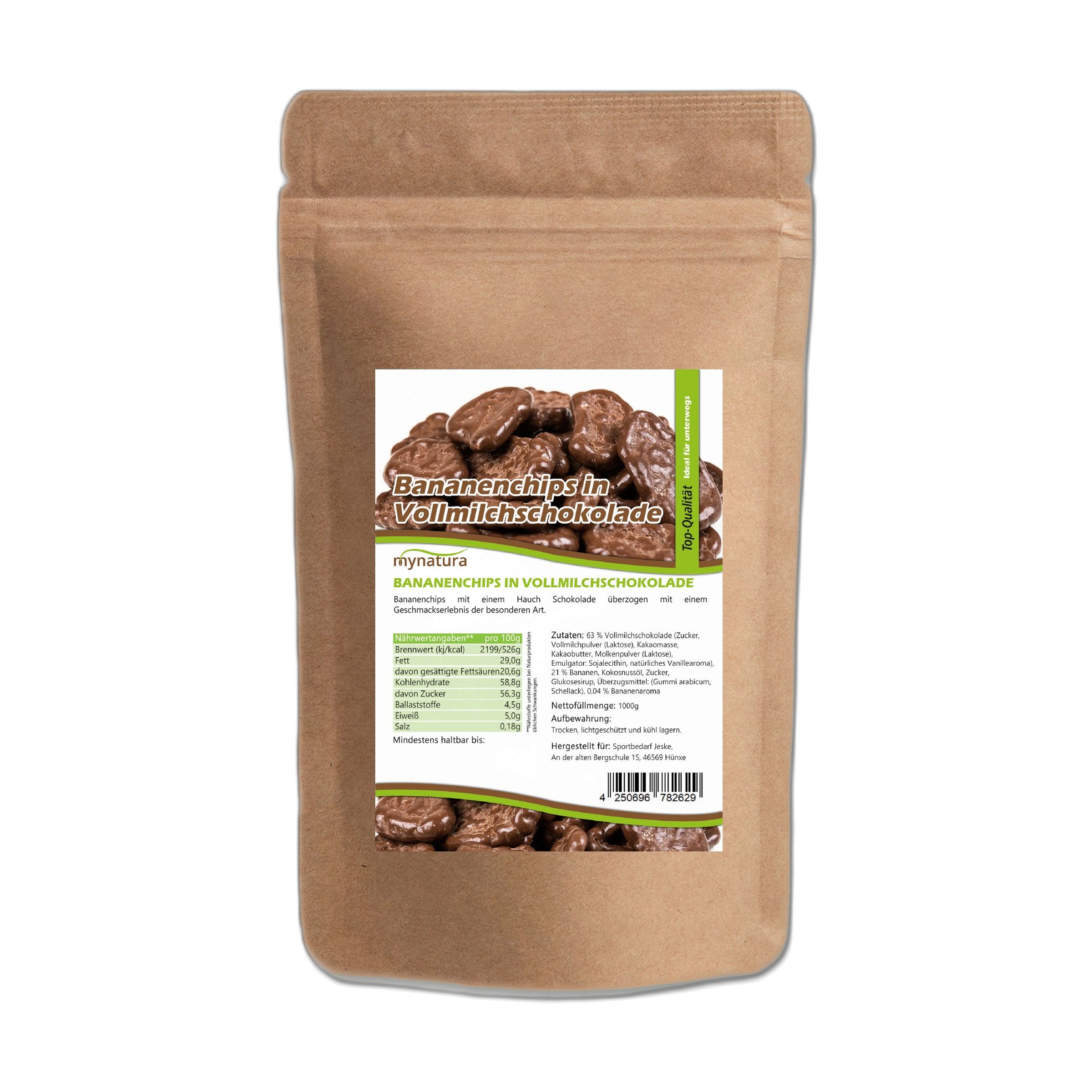 Mynatura Bananenchips mit Vollmilchschokolade 1000 g
