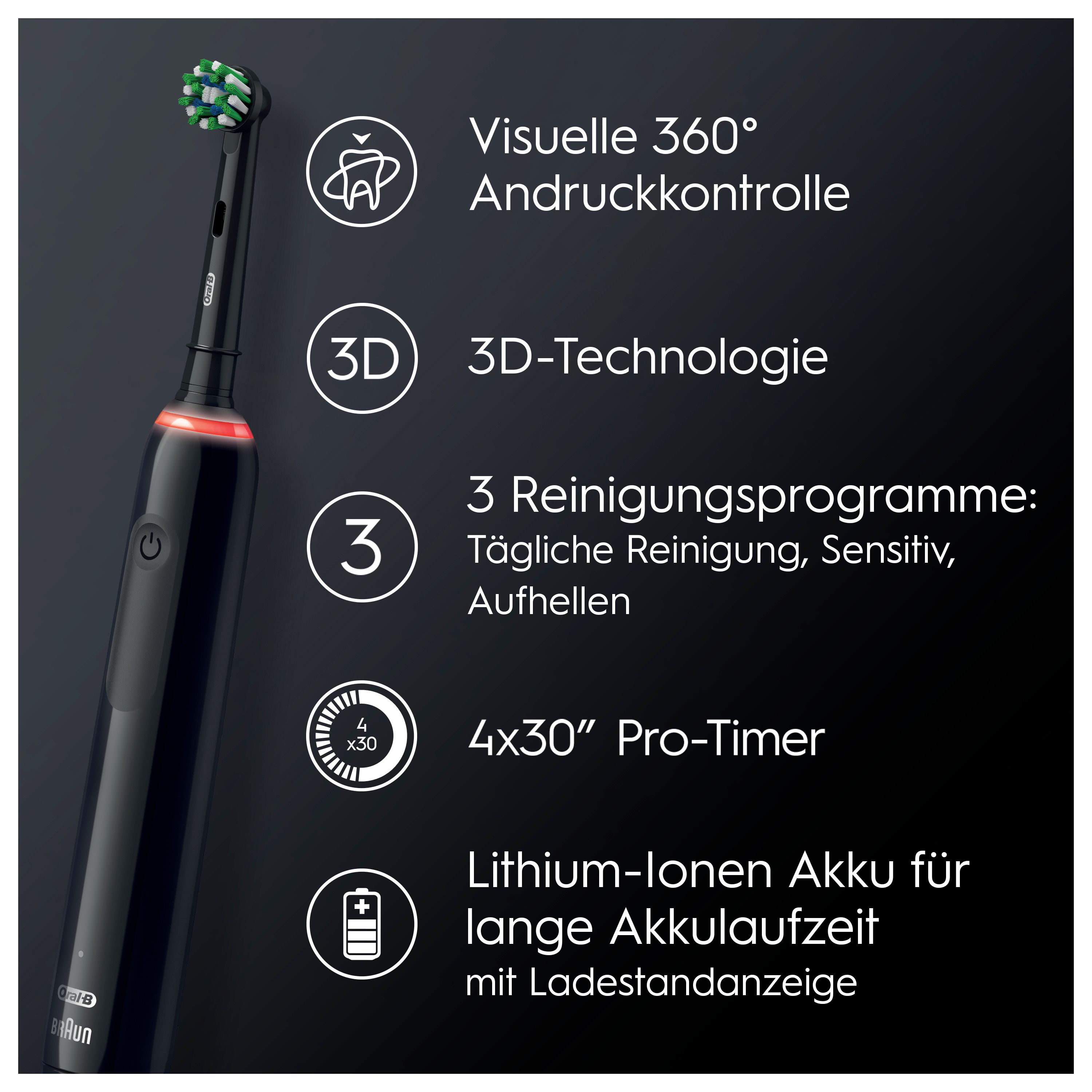 Oral-B - Elektrische Zahnbürste "Pro 3 - Pure Clean" in Black