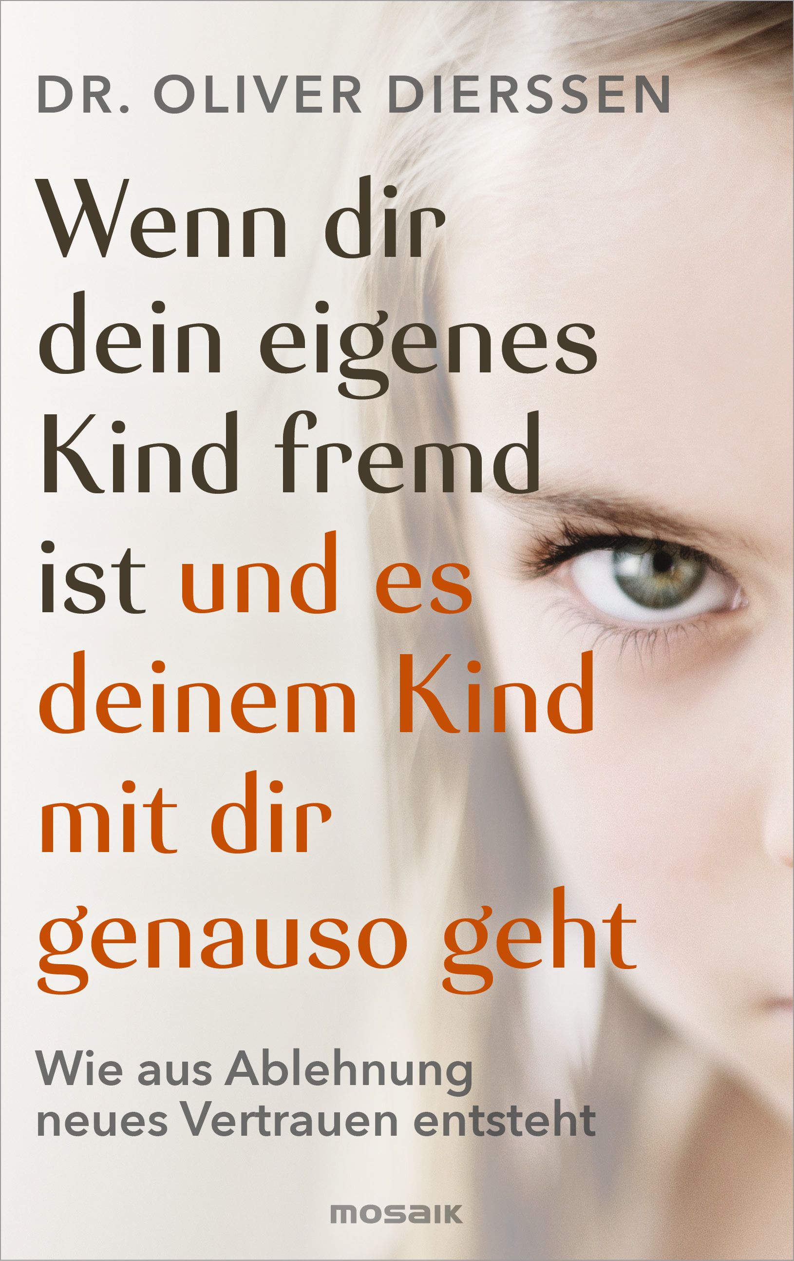 Buchcover mit Titel: Wenn dir dein eigenes Kind fremd ist. Autor: Dr. Oliver Dierssen. Verlag: Mosaik. Abbildung eines Auges.