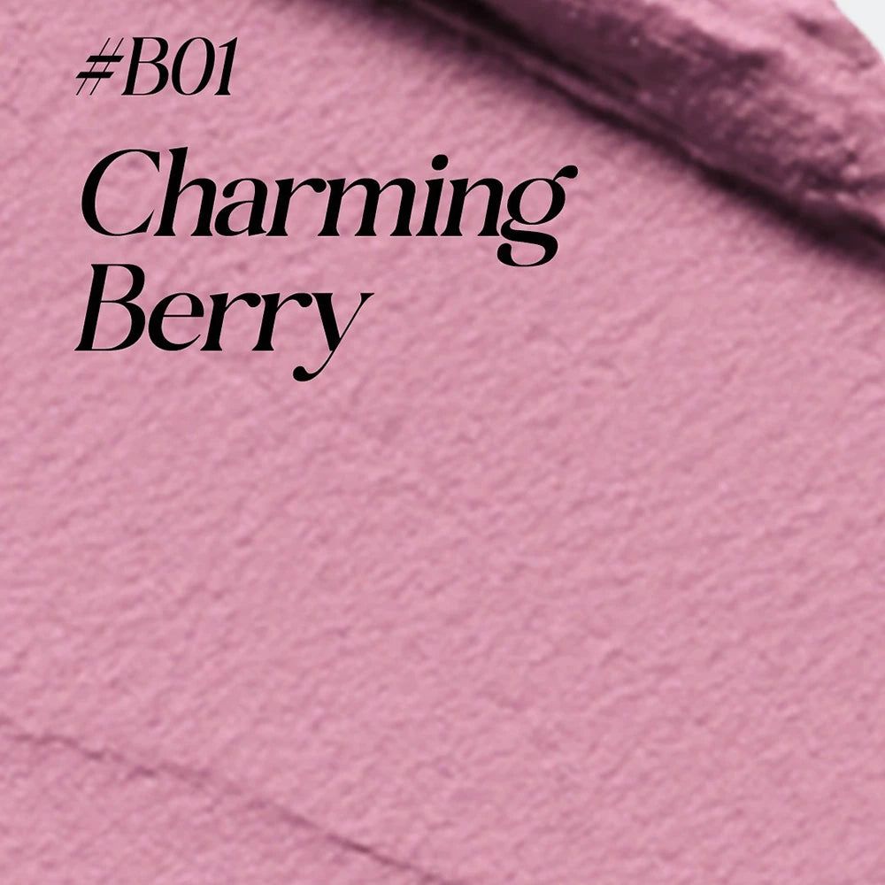 Rosa Textur mit der Aufschrift "Charming Berry".