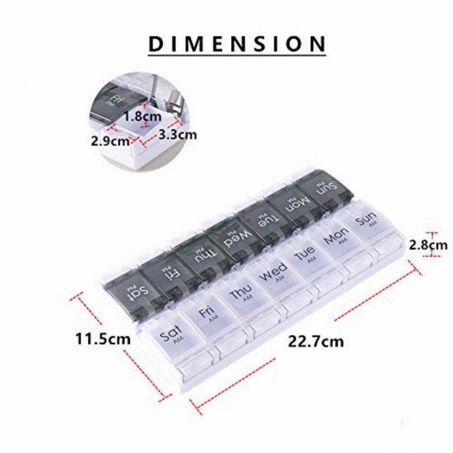 Pillenbox / Dosierbox aus Kunststoff für 7 Tage (Morgen / Abend)