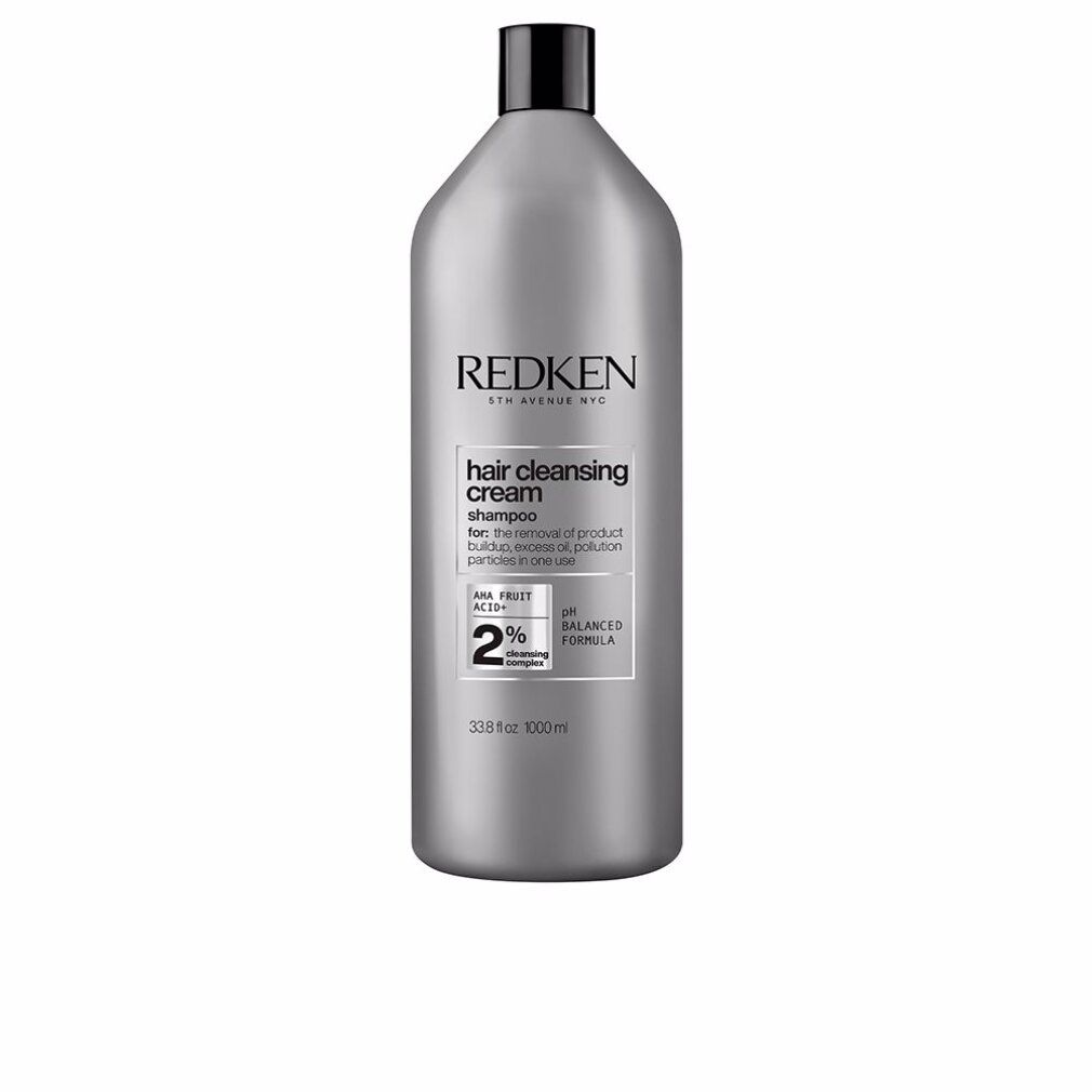 Redken Hair Cleansing Cream Shampoo in silberner Flasche mit schwarzem Deckel. 1000ml.