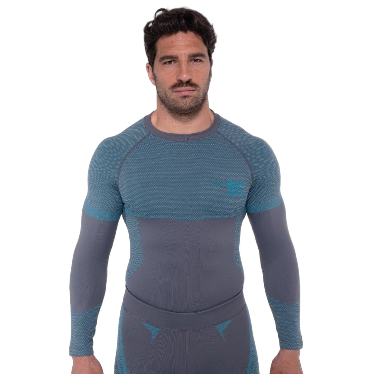 GymBeam OG1 Seamless Long Sleeve Herren Slim-Fit-T-Shirt Grey/Blue 1 St