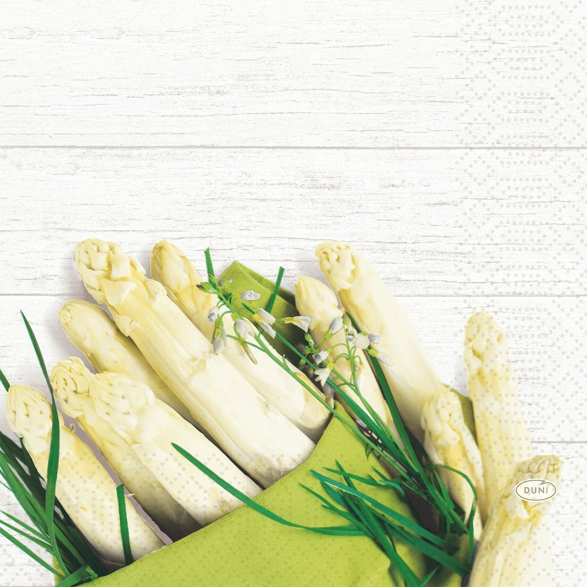 Servietten 33 3-lagig 1/4-Falz Weiße Spargel Papierservietten 50 St Tücher
