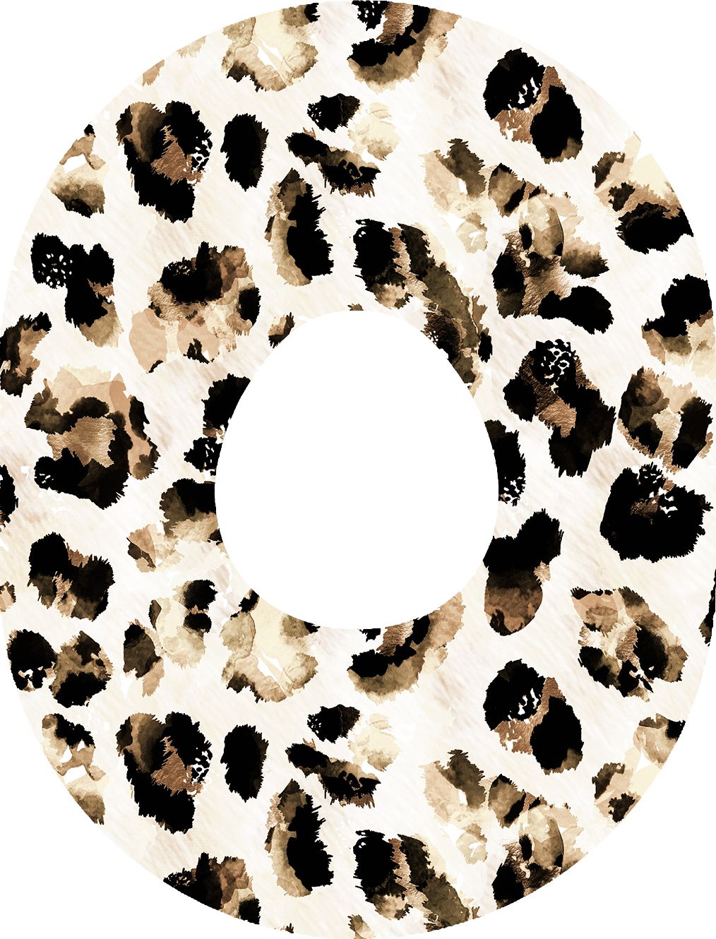 Ring mit Leopardenmuster in Braun- und Schwarztönen auf hellem Grund.