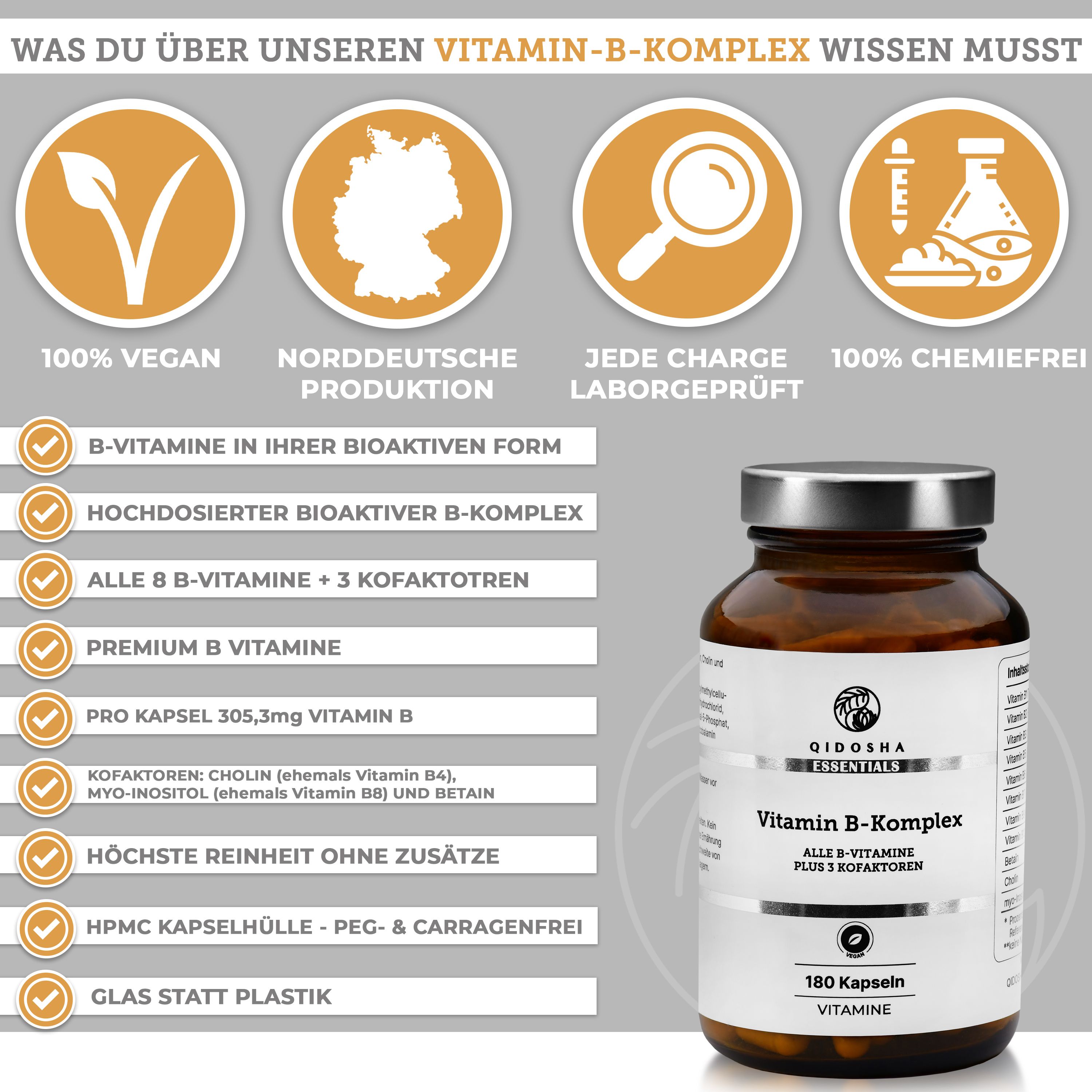 QIDOSHA Vitamin B Komplex bioaktiv mit Kofaktoren